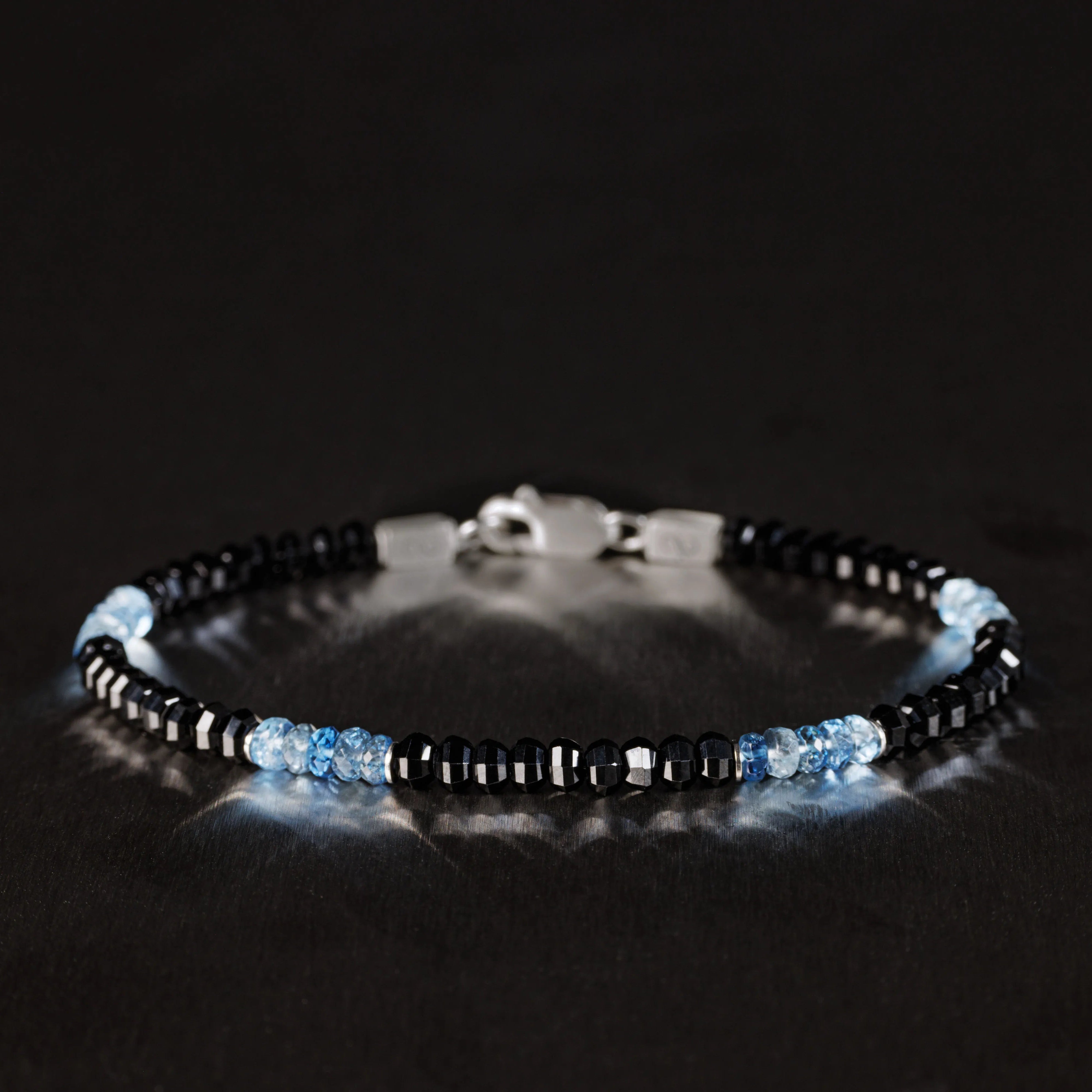 Aquamarine - Black Spinel Bracelet III (3-4mm)