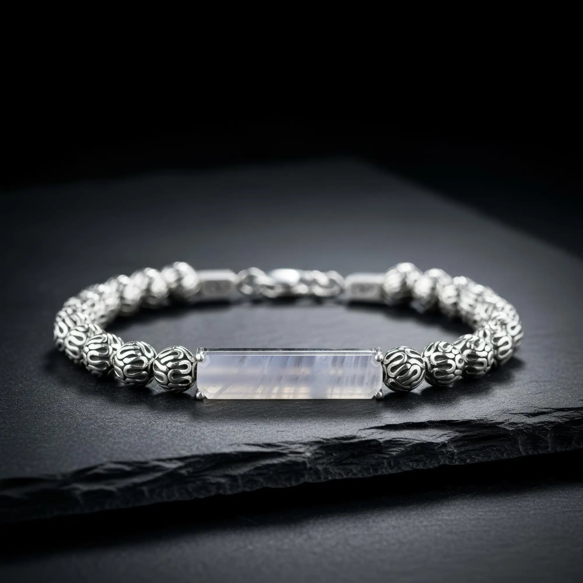 Blue Lace Agate - Silver Bracelet III (4-6mm)