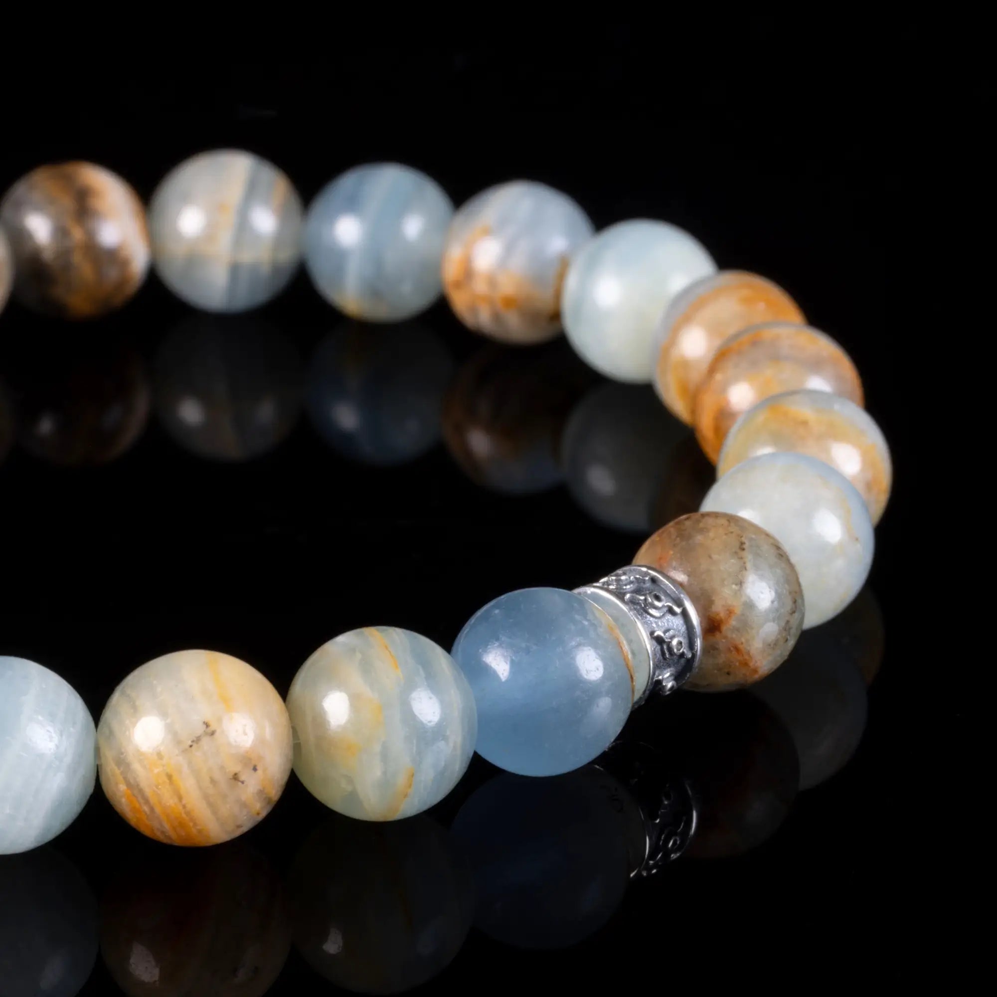 Lemurian Aquatine Calcite Bracelet II (8-9mm)