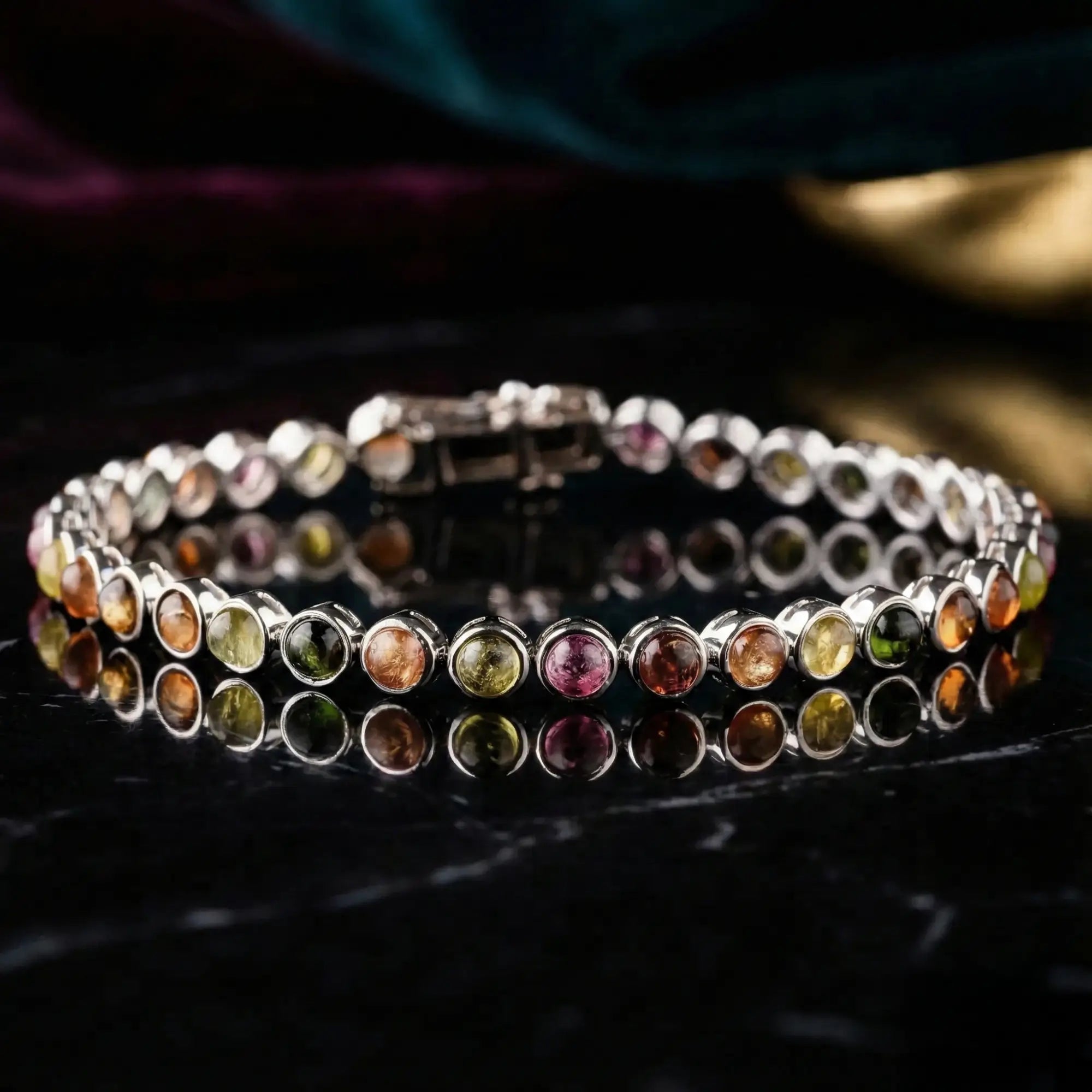 Multicolor Tourmaline - Silver Tennis Bracelet II