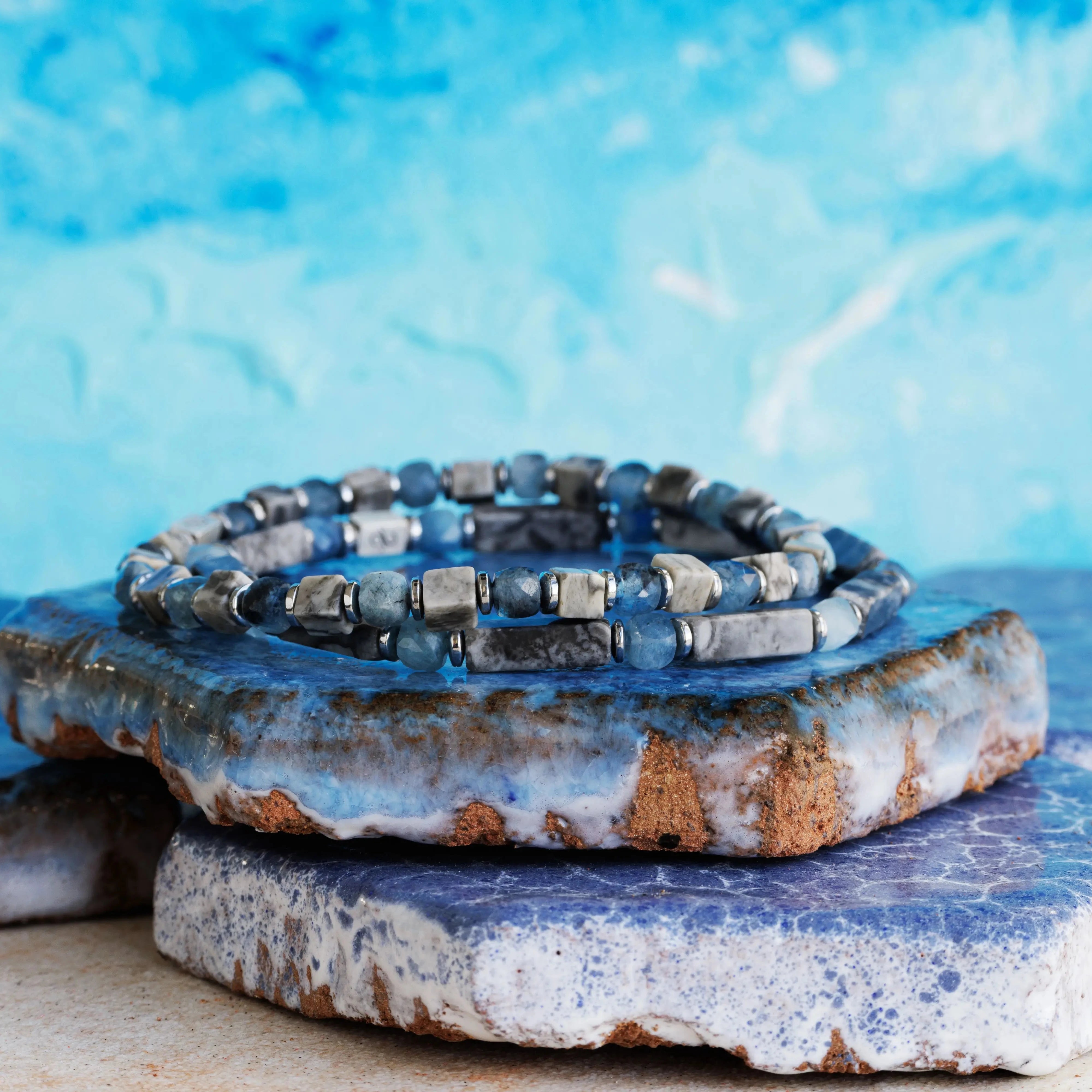 Picasso Jasper - Aquamarine Bracelet V (4mm) en