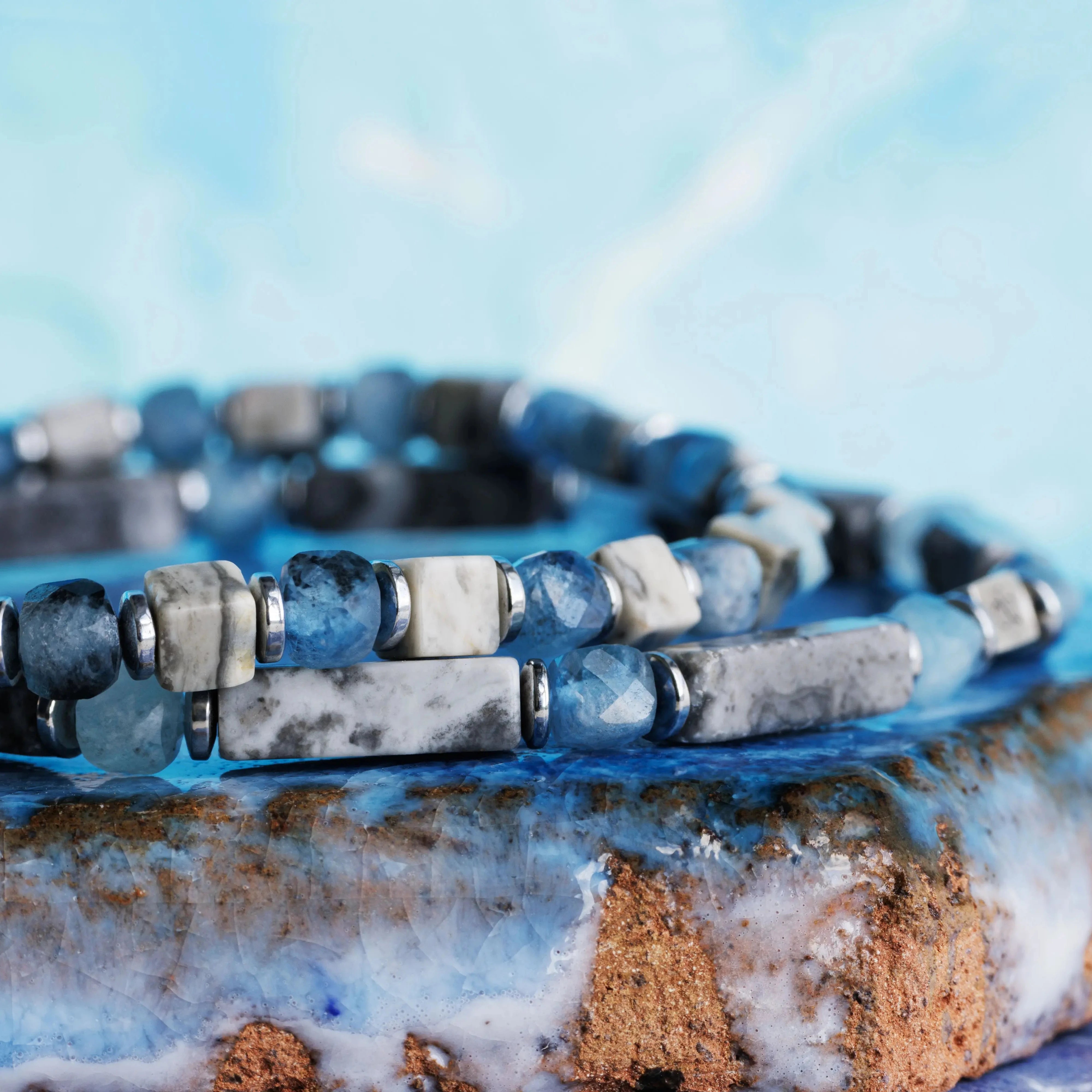 Picasso Jasper - Aquamarine Bracelet V (4mm) en