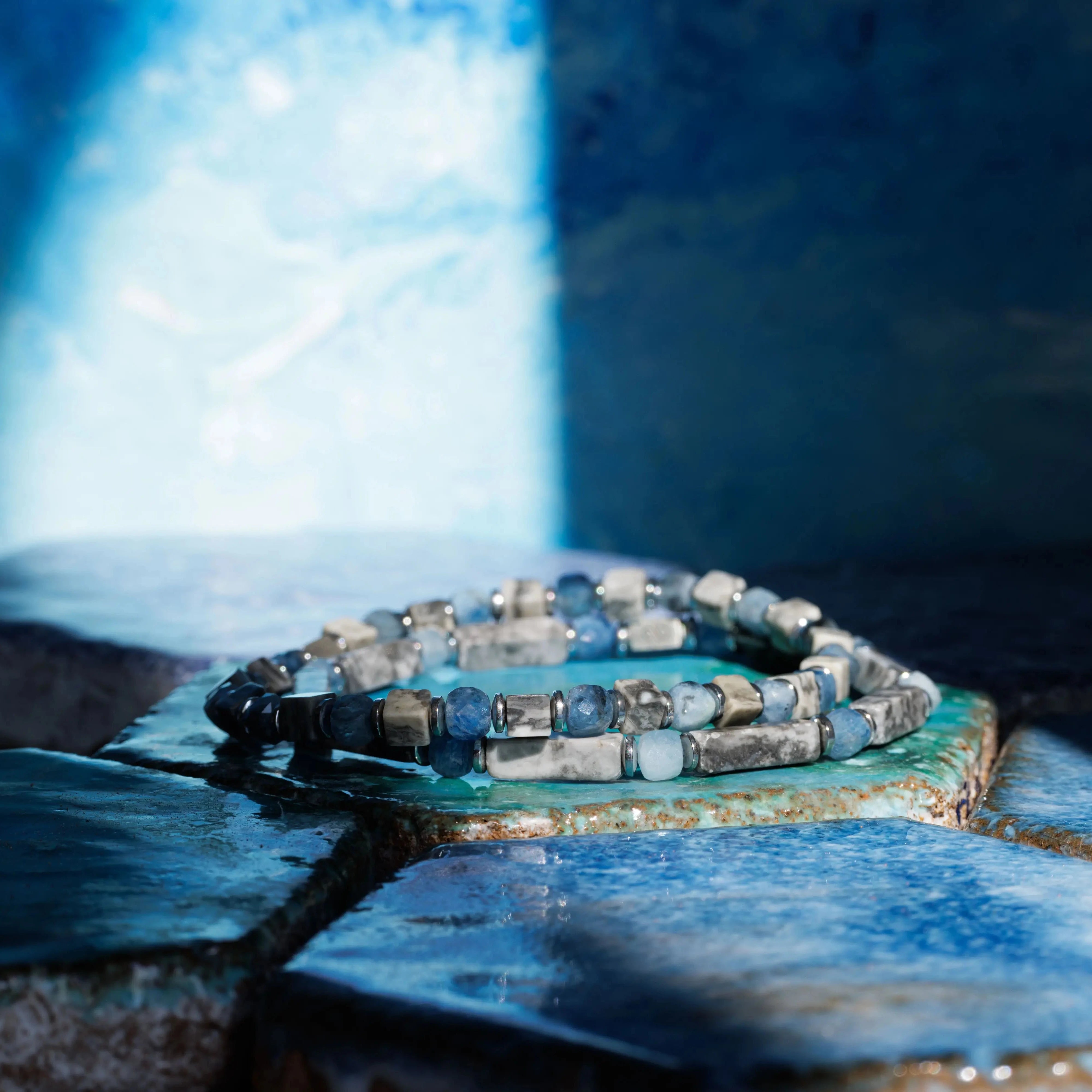Picasso Jasper - Aquamarine Bracelet V (4mm) en