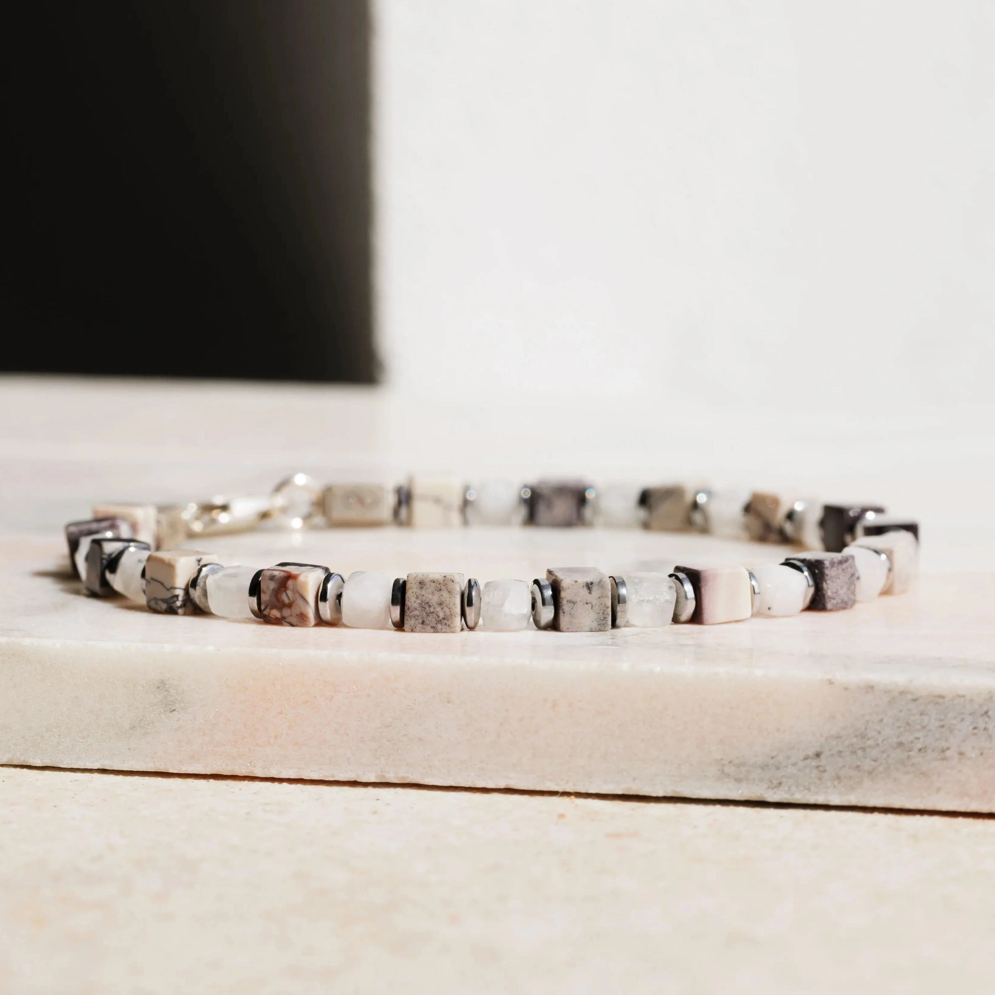 Porcelain Jasper - White Moonstone Bracelet I (4mm)