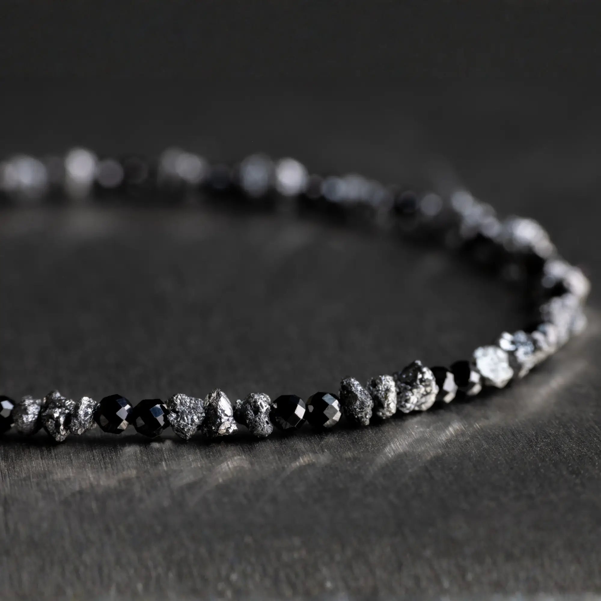 Raw Black Diamond - Black Spinel Bracelet II (2-3mm)