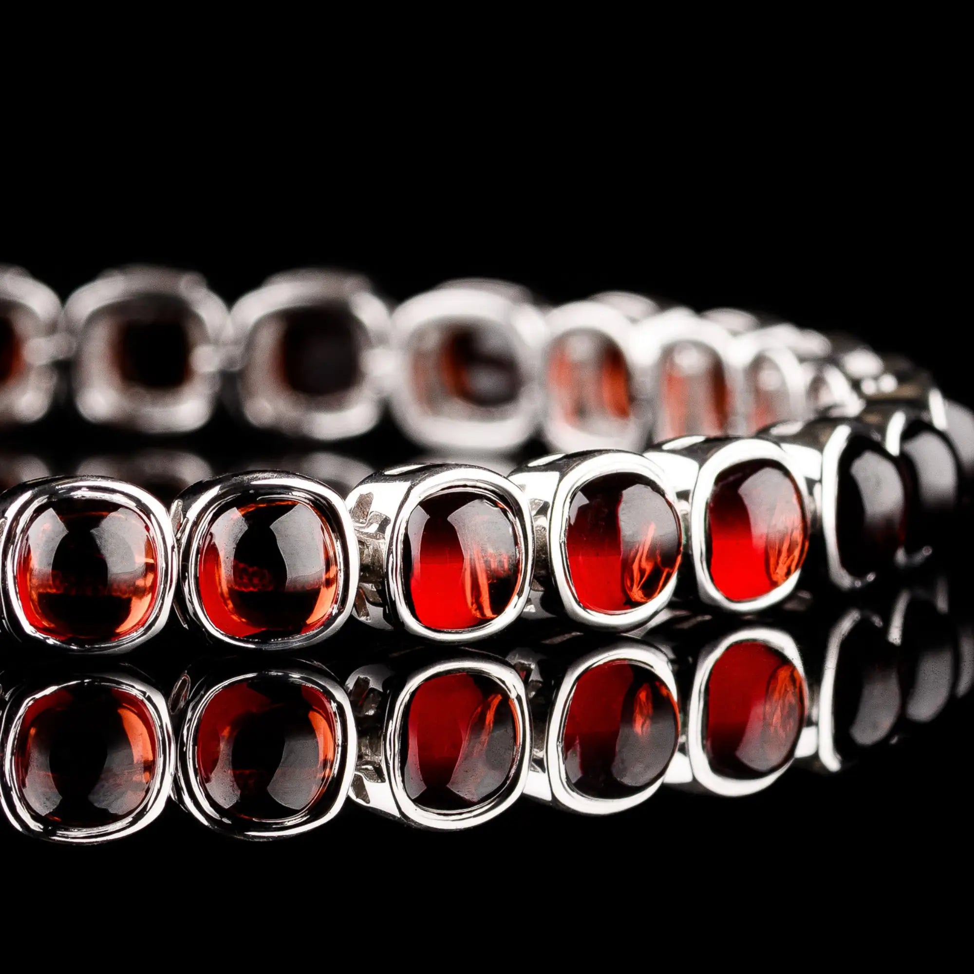 Red Garnet - Silver Tennis Bracelet II