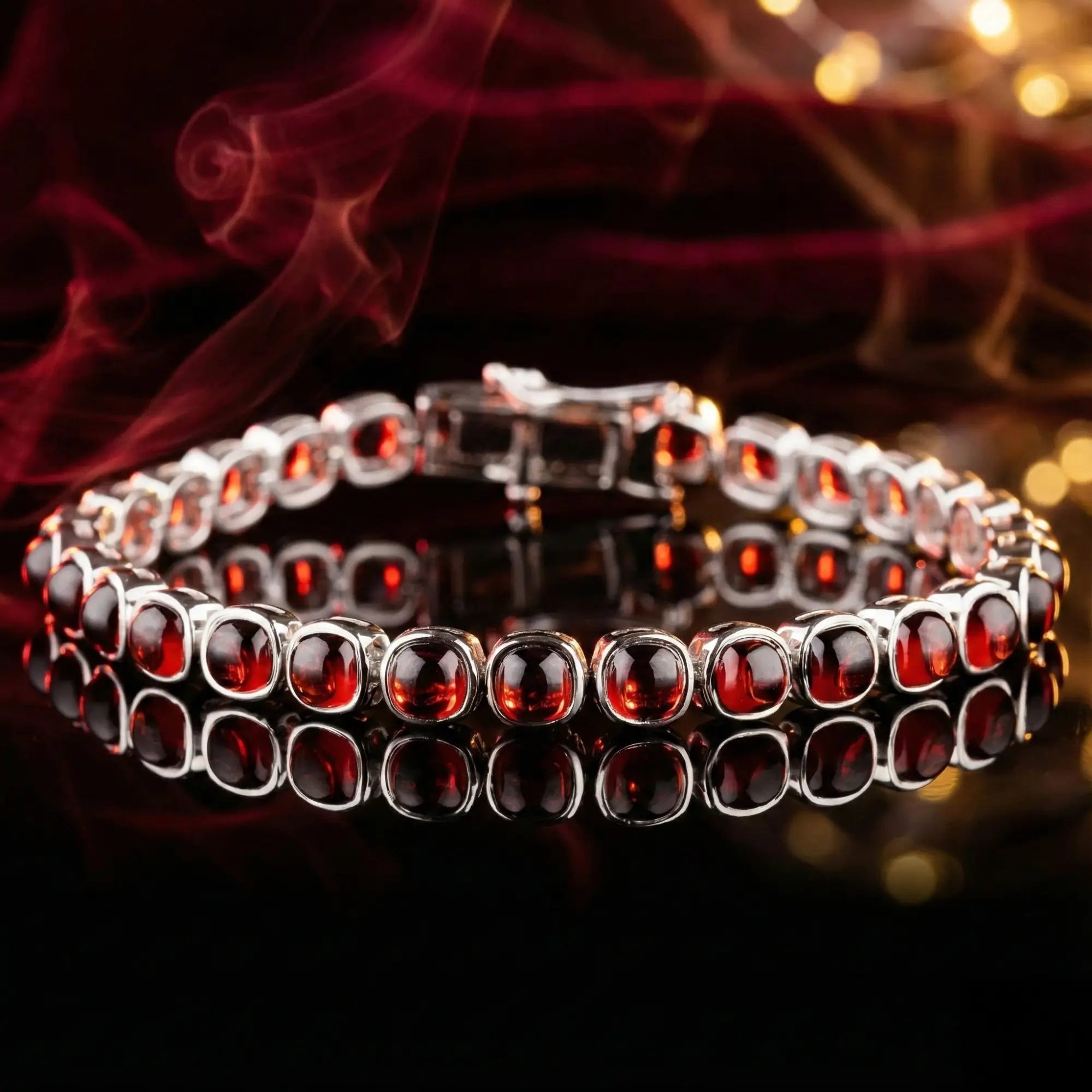 Red Garnet - Silver Tennis Bracelet II