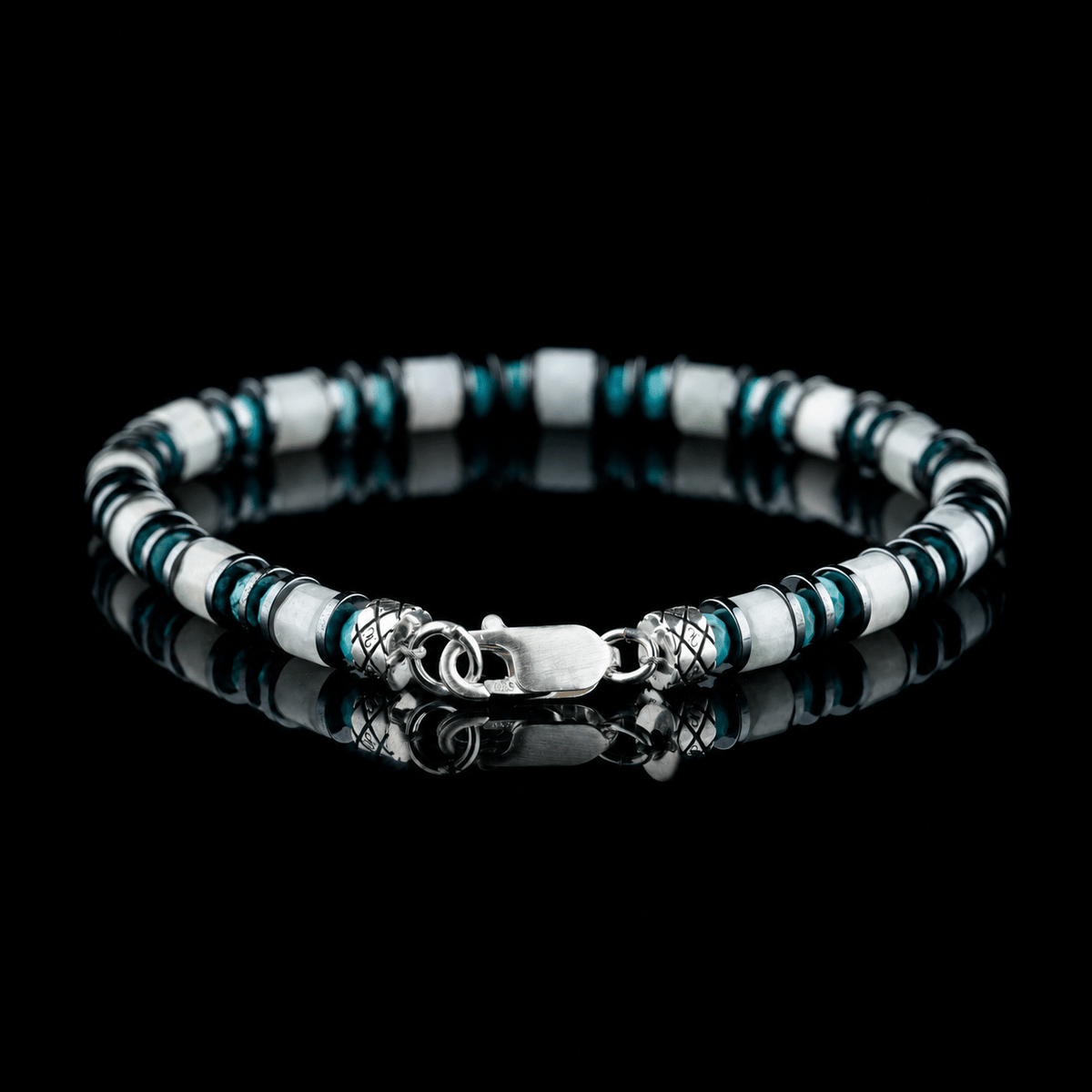 Burmese Jade - Turquoise Bracelet I, reverse view showing the 925 sterling silver clasp