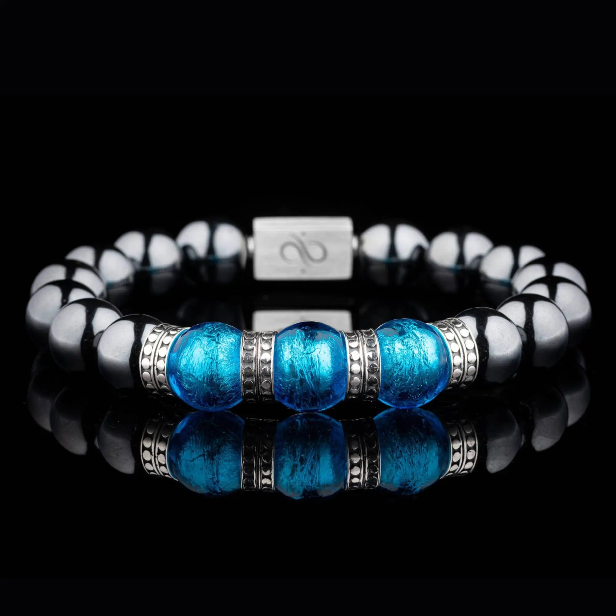 Blue Murano - Hematite Bracelet V (8mm)