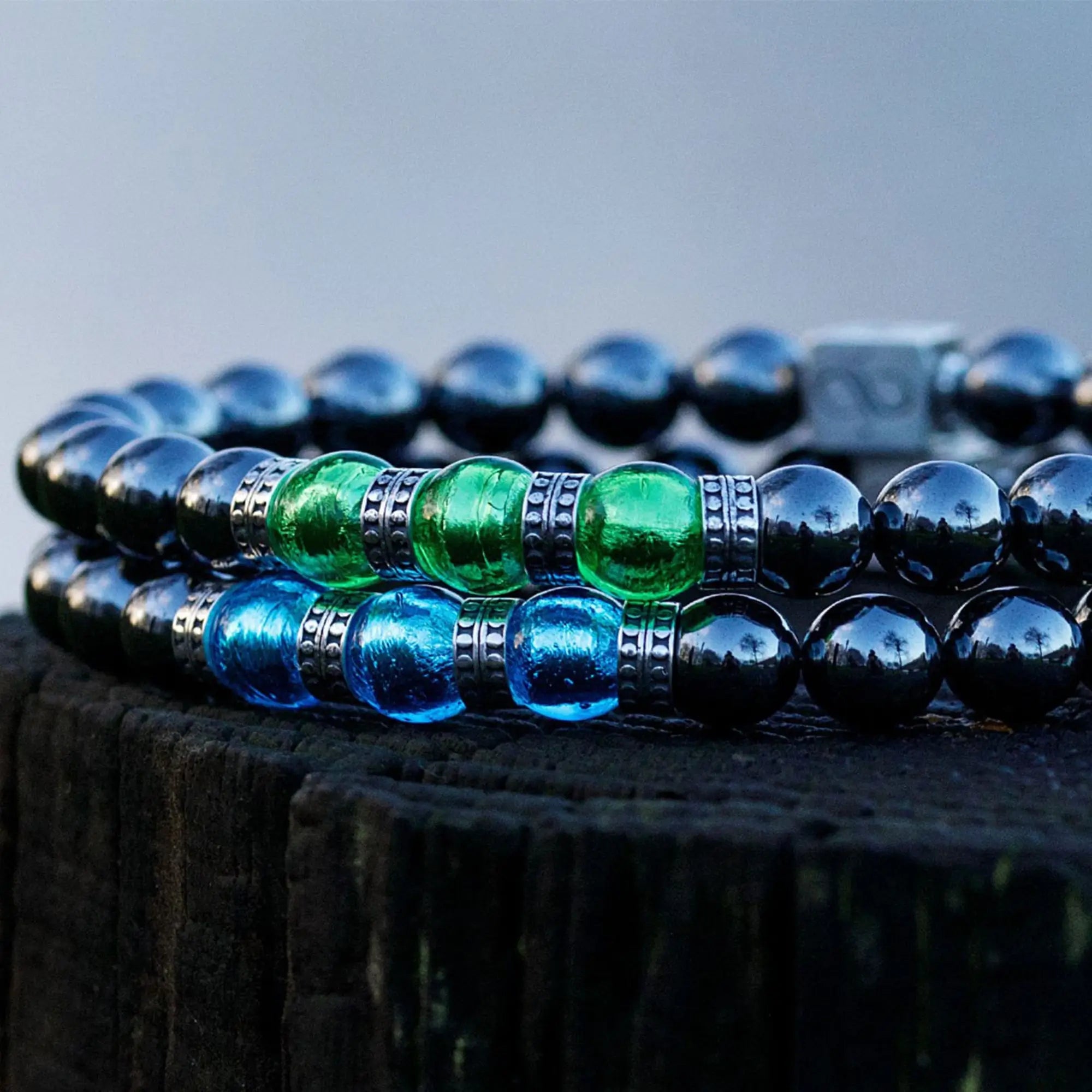 Blue Murano - Hematite Bracelet V (8mm)