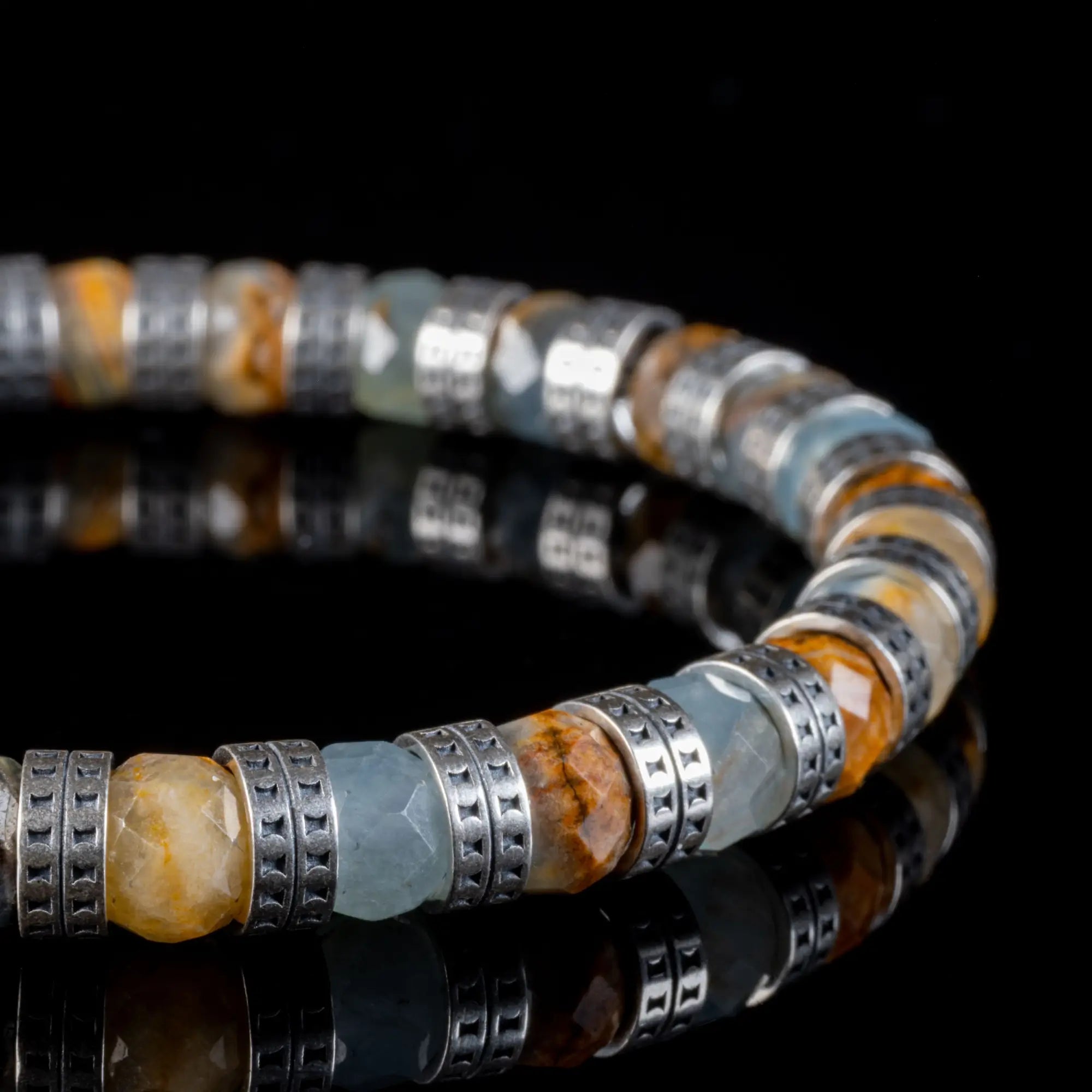 Armored Lemurian Aquatine Calcite Bracelet IV (7mm)