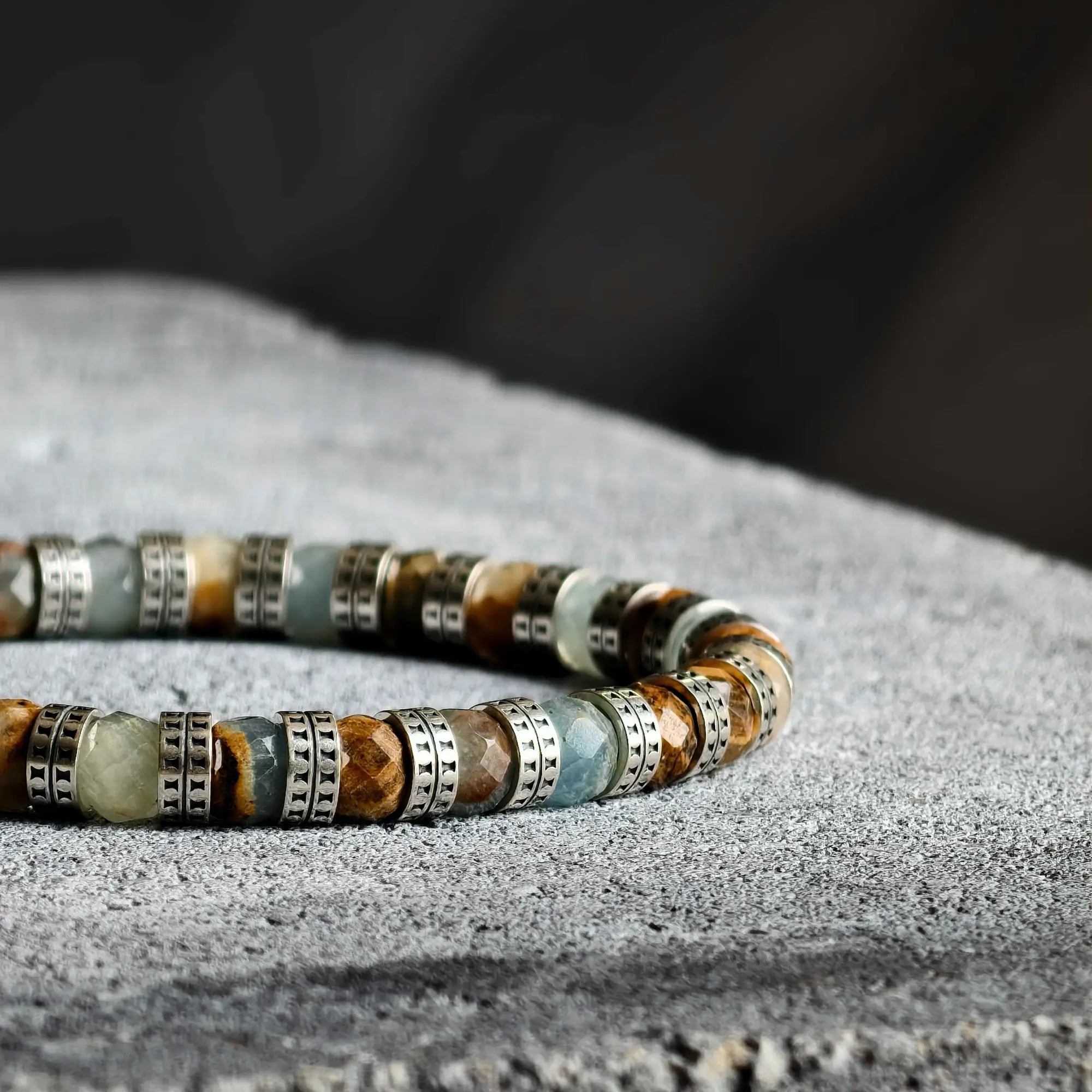 Armored Lemurian Aquatine Calcite Bracelet IV (7mm)