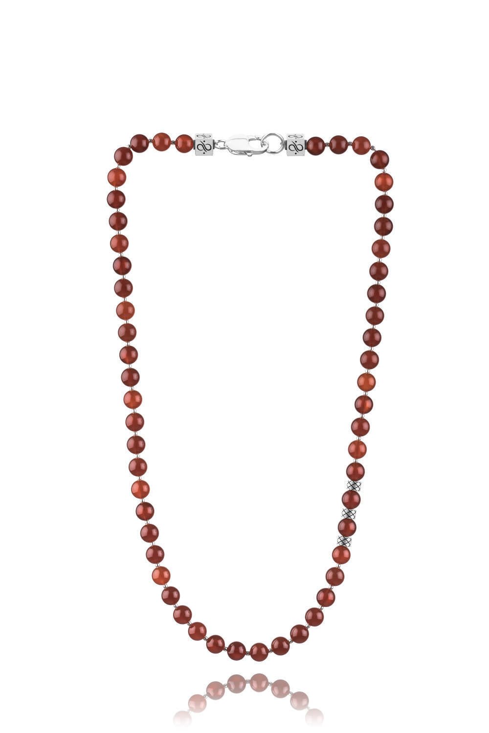 Prime Carnelian and Silver, 8mm, Silver necklace (4361416835126)