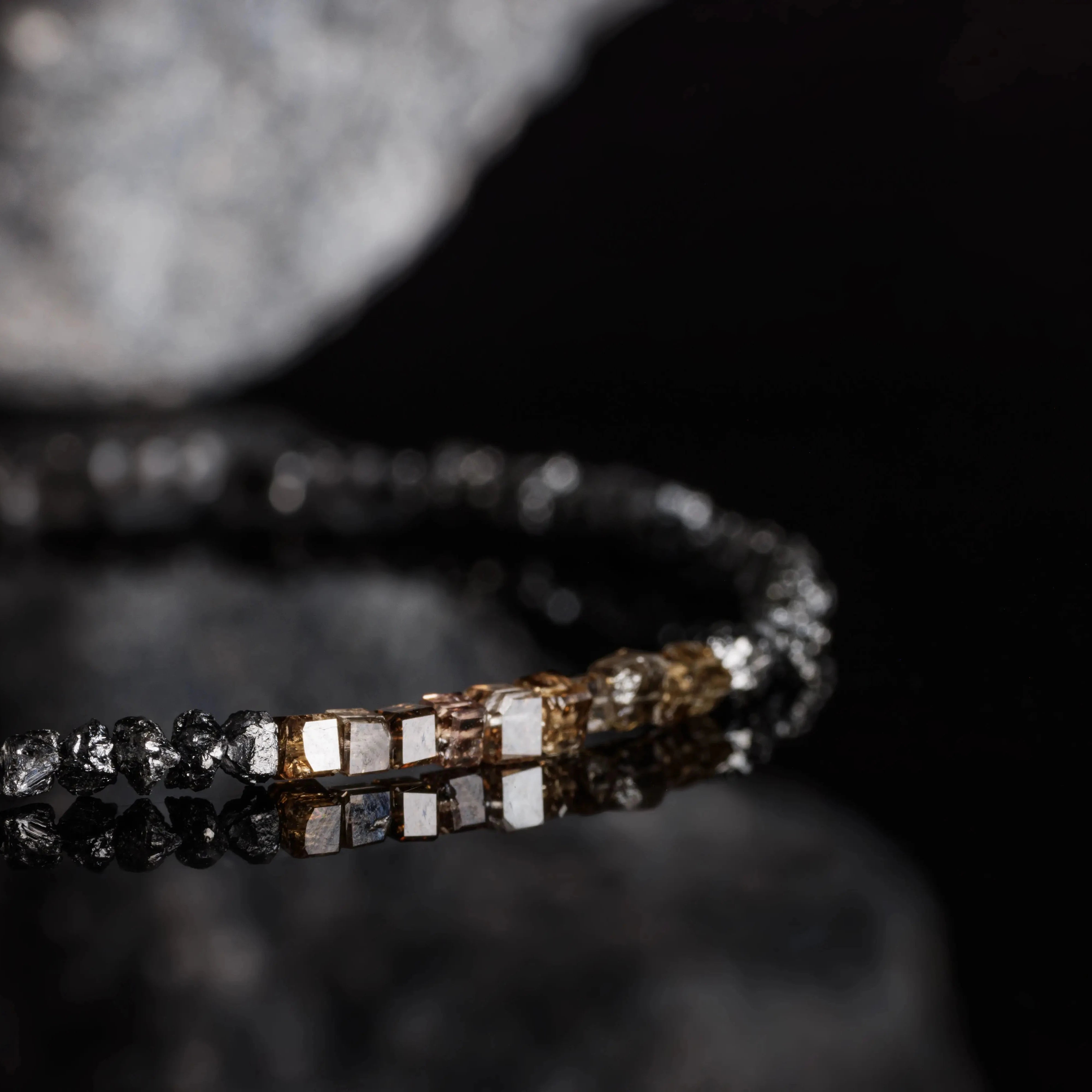 Silver Black & Brown Diamond Bracelet VI (2-3mm)