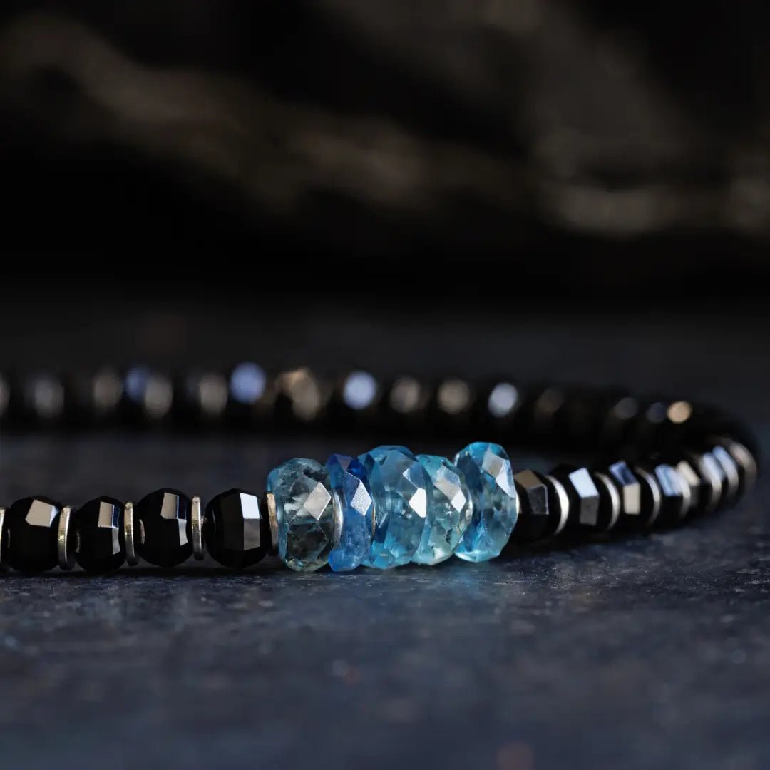 Black Spinel - Aquamarine Bracelet I (4-6mm)