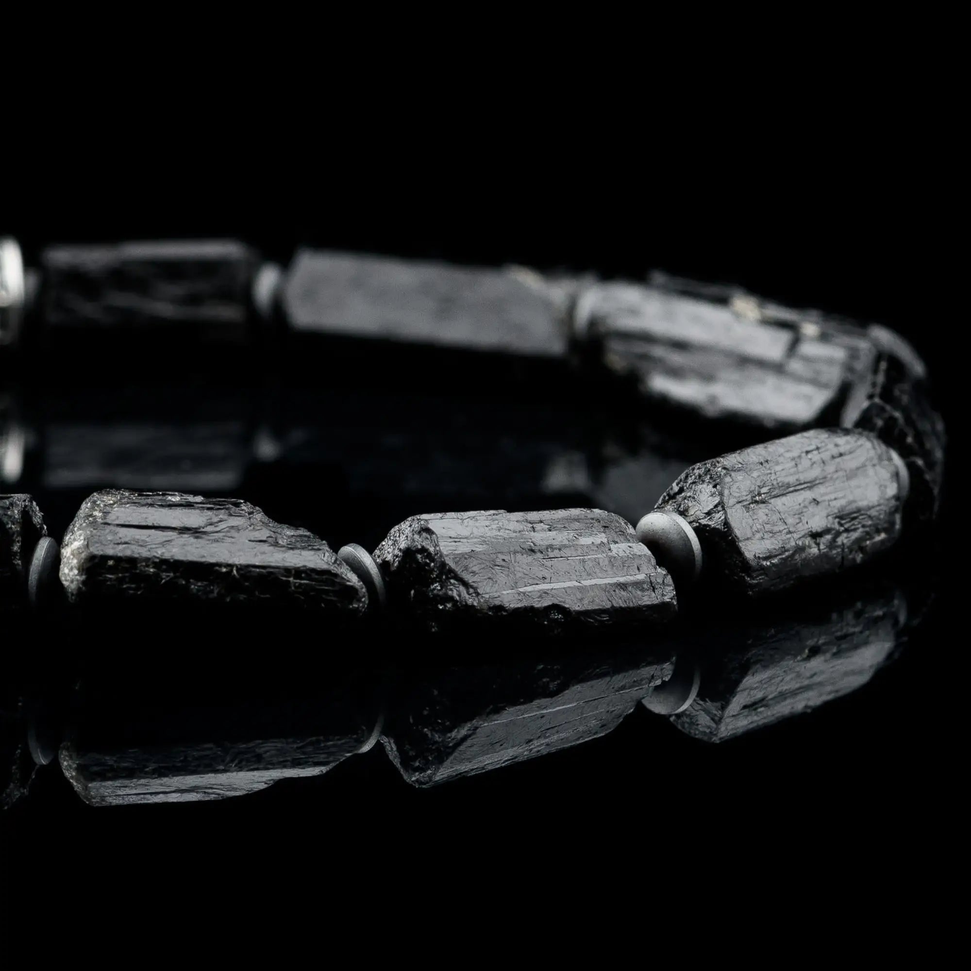 Raw Black Tourmaline Bracelet XXI (14-15mm)