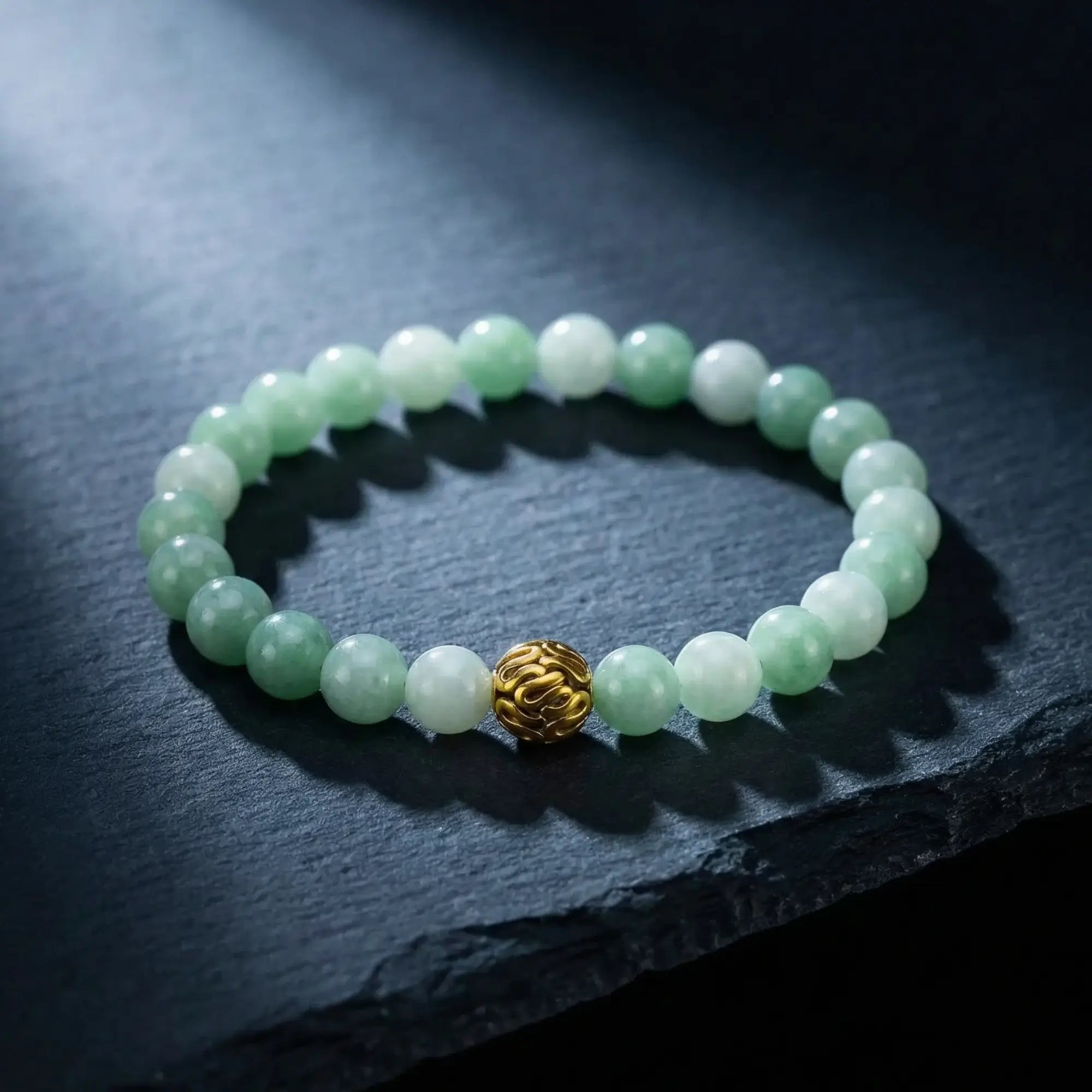 Burmese Green Jade Gold Vermeil Bracelet I (7mm)