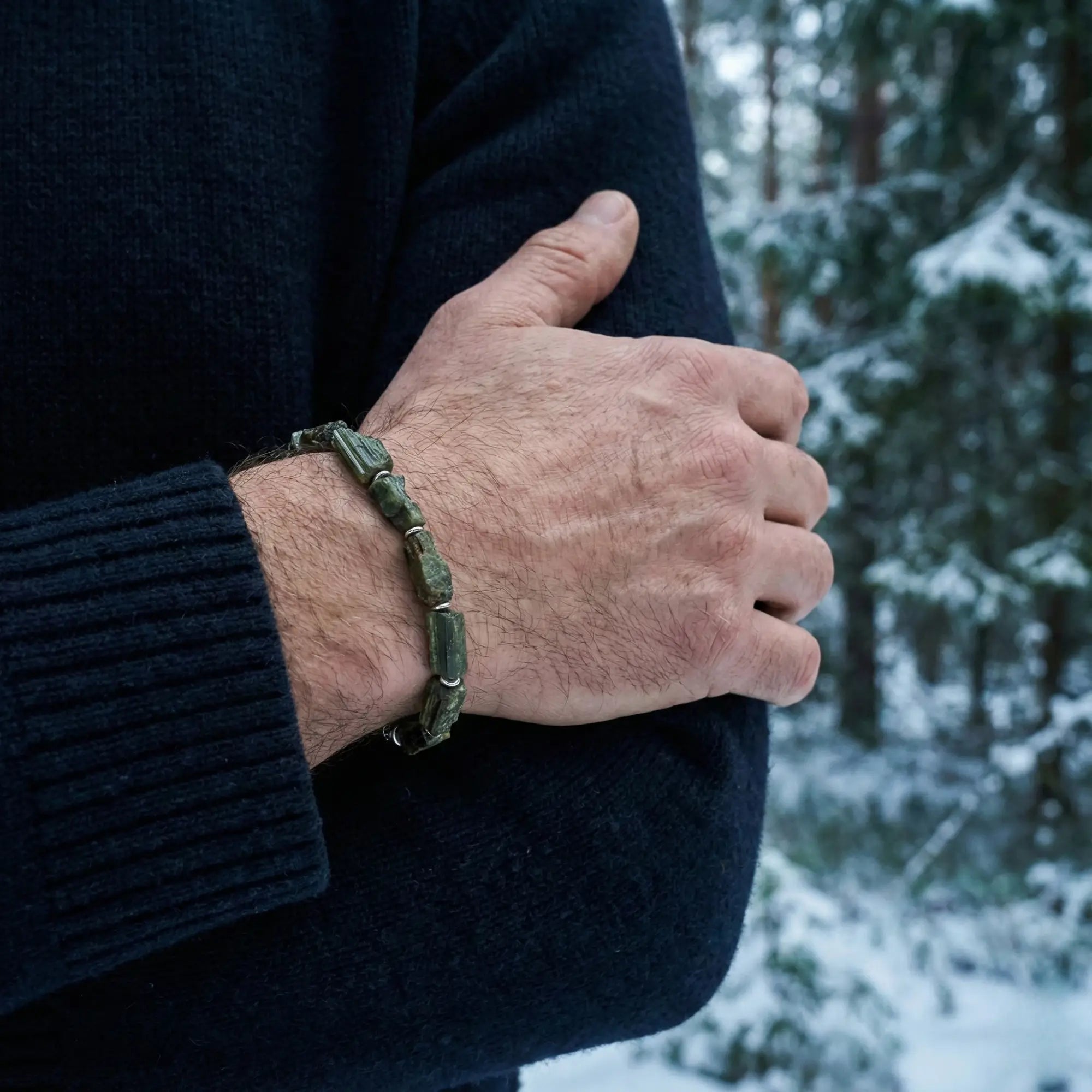 Raw Green Tourmaline Bracelet VII (10-16mm)