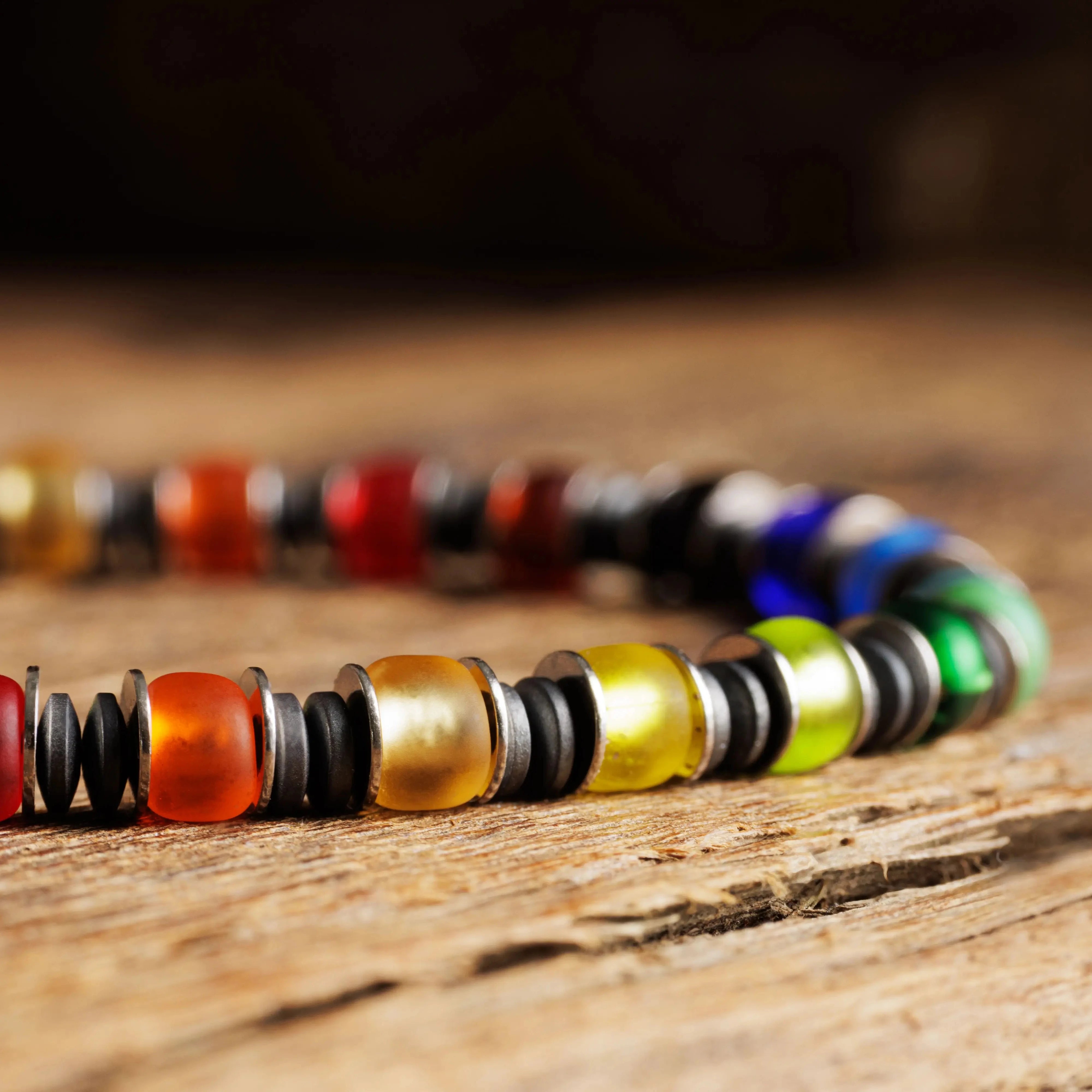 Multicolor Silver & Hematite Bracelet I (6mm)