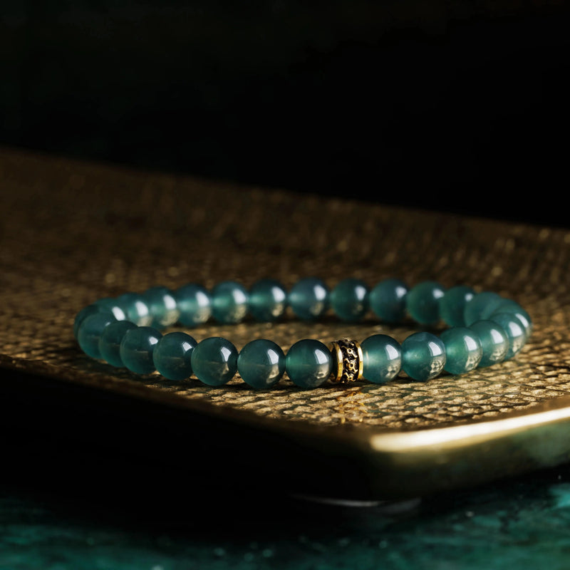 Burmese Green Jade Gold Bracelet XI (6mm) - Primary Specimen