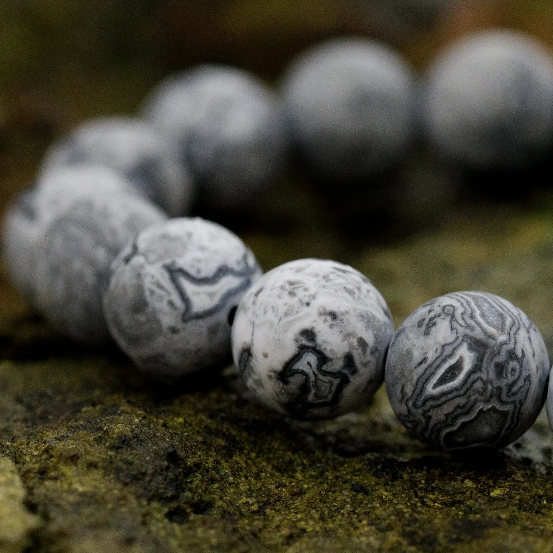 Classic Picasso Jasper, 8mm, Silver bracelet