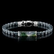 Moss Agate - Hematite Cube Bracelet I (4-6mm)