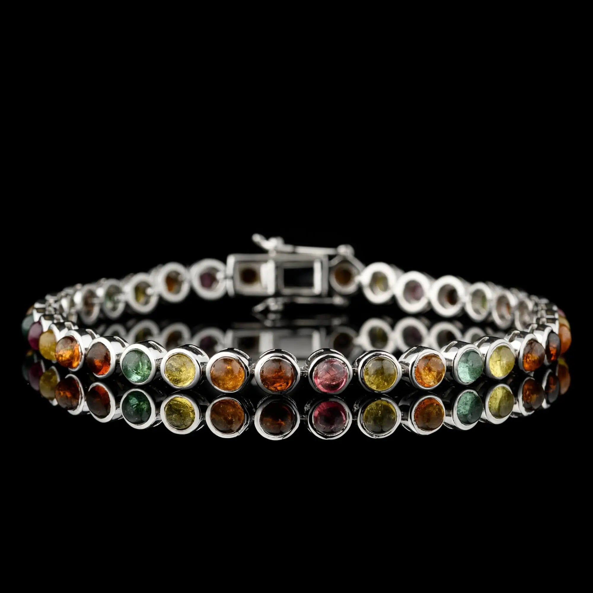 Multicolor Tourmaline - Silver Tennis Bracelet I