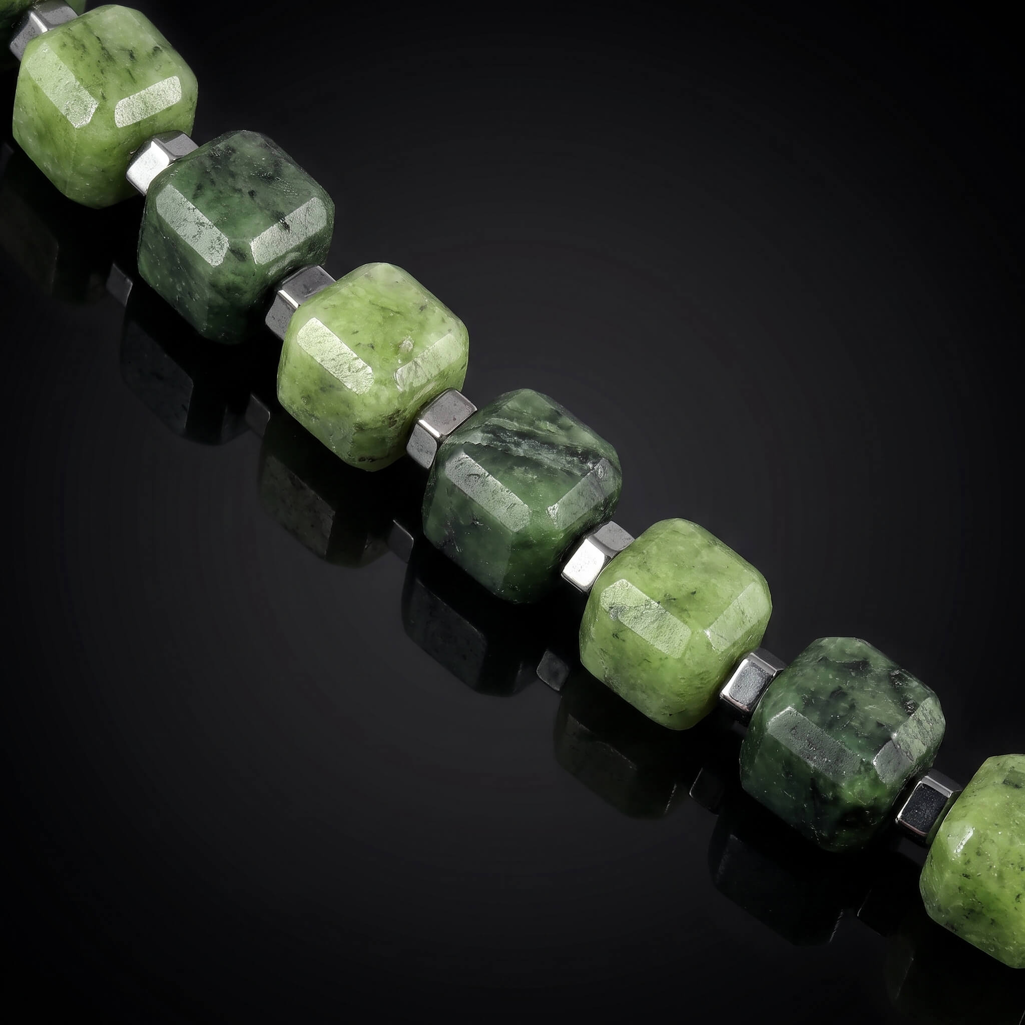 Nephrite Jade Cube Bracelet V (4mm)