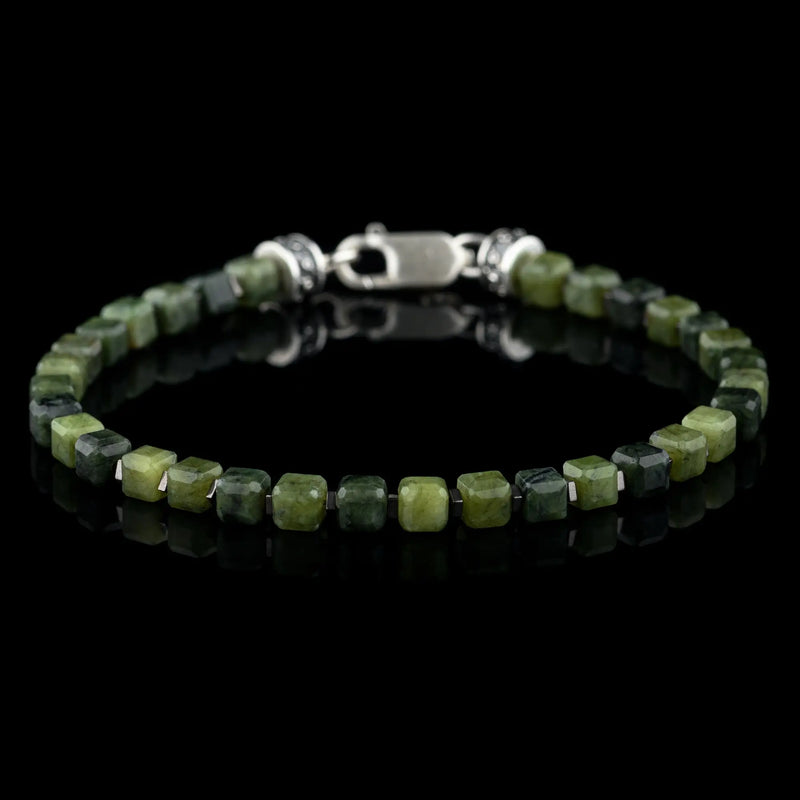 Nephrite Jade Cube Bracelet V (4mm)