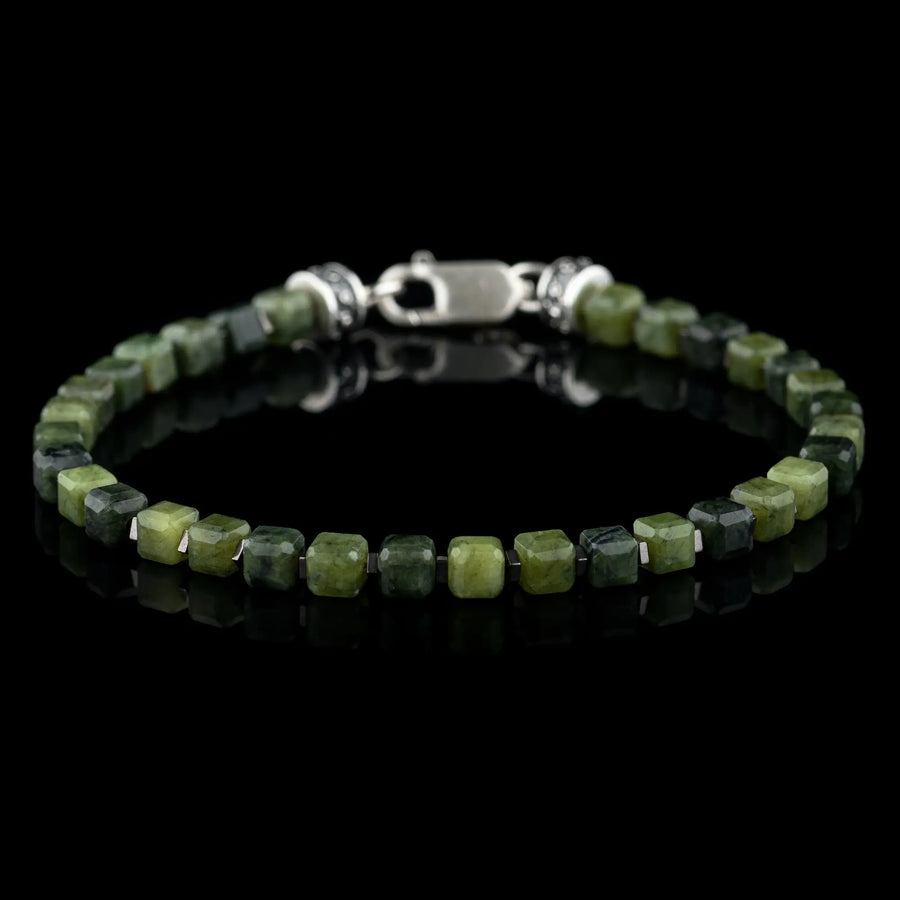 Nephrite Jade Cube Bracelet V (4mm)