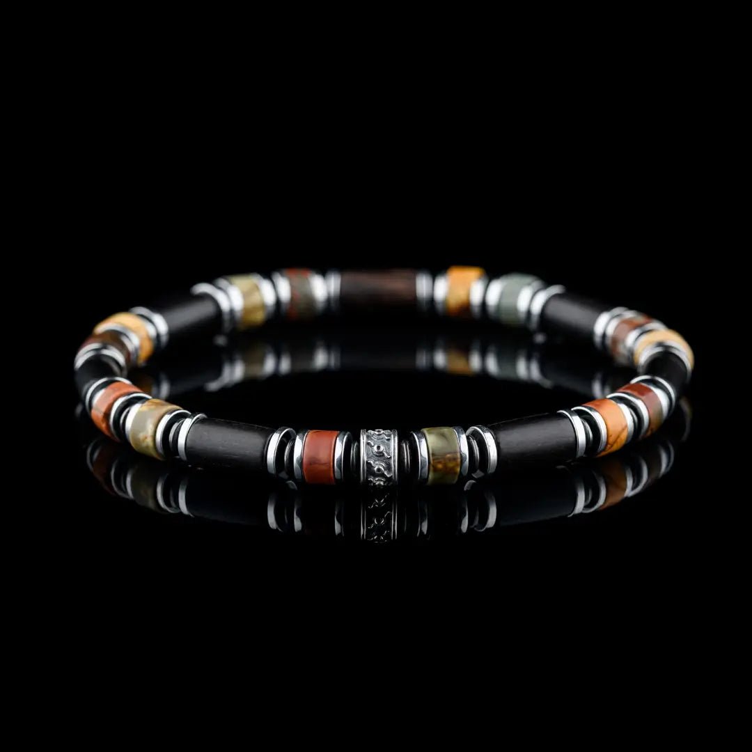 Red Creek Jasper - Ebony Wood Bracelet I (6mm)