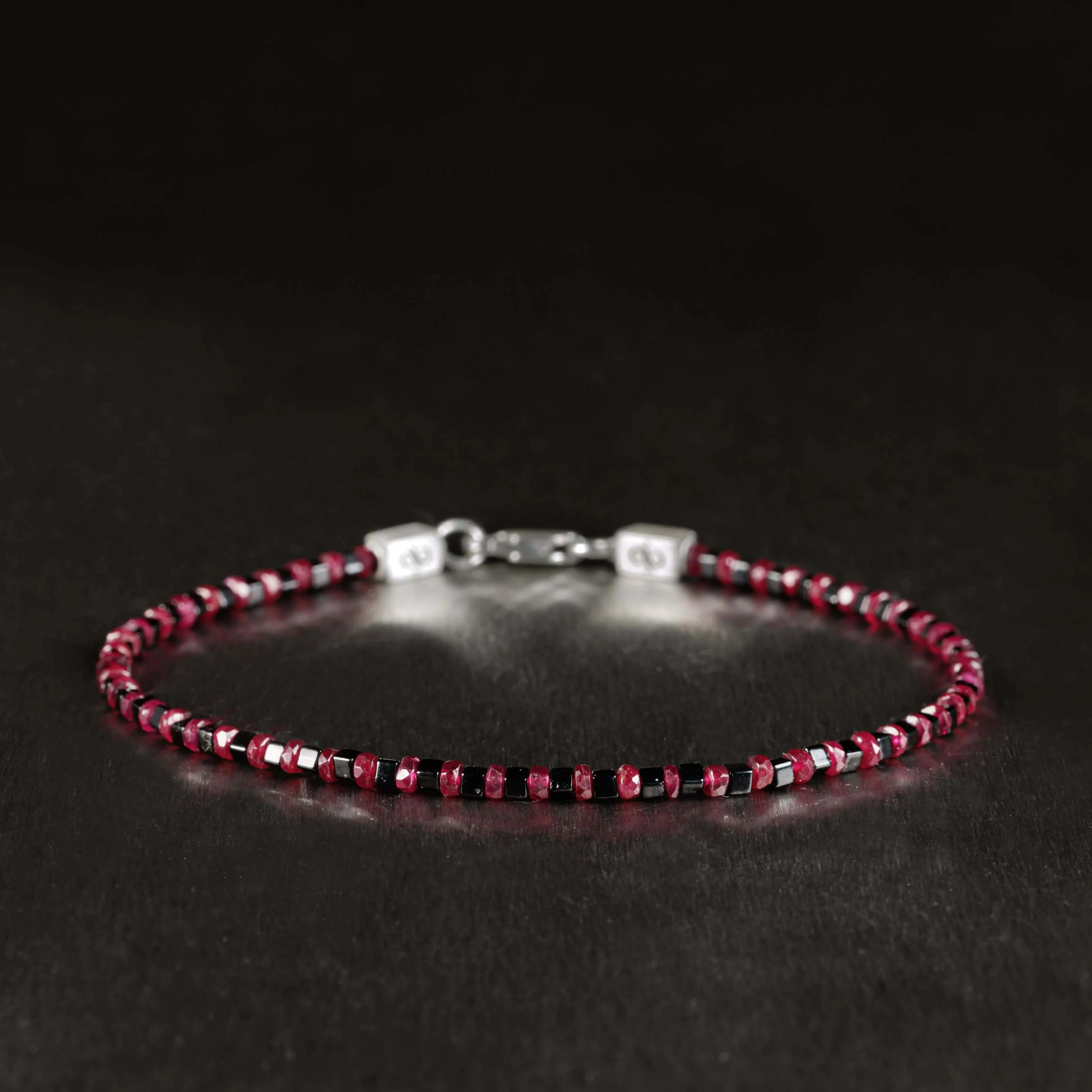 Ruby - Black Cube Bracelet VIII (2.5mm)