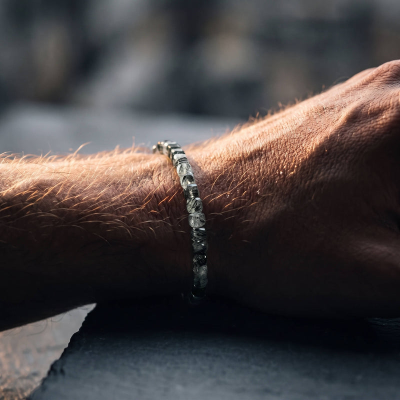 Tourmalinated Quartz Cube Bracelet I (4mm)