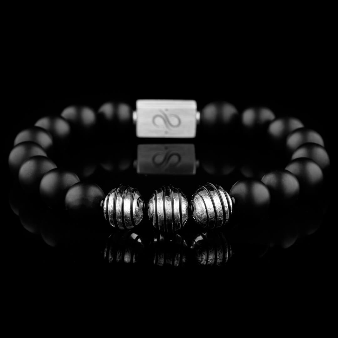 Silver Black Murano - Black Onyx Bracelet I (10mm)