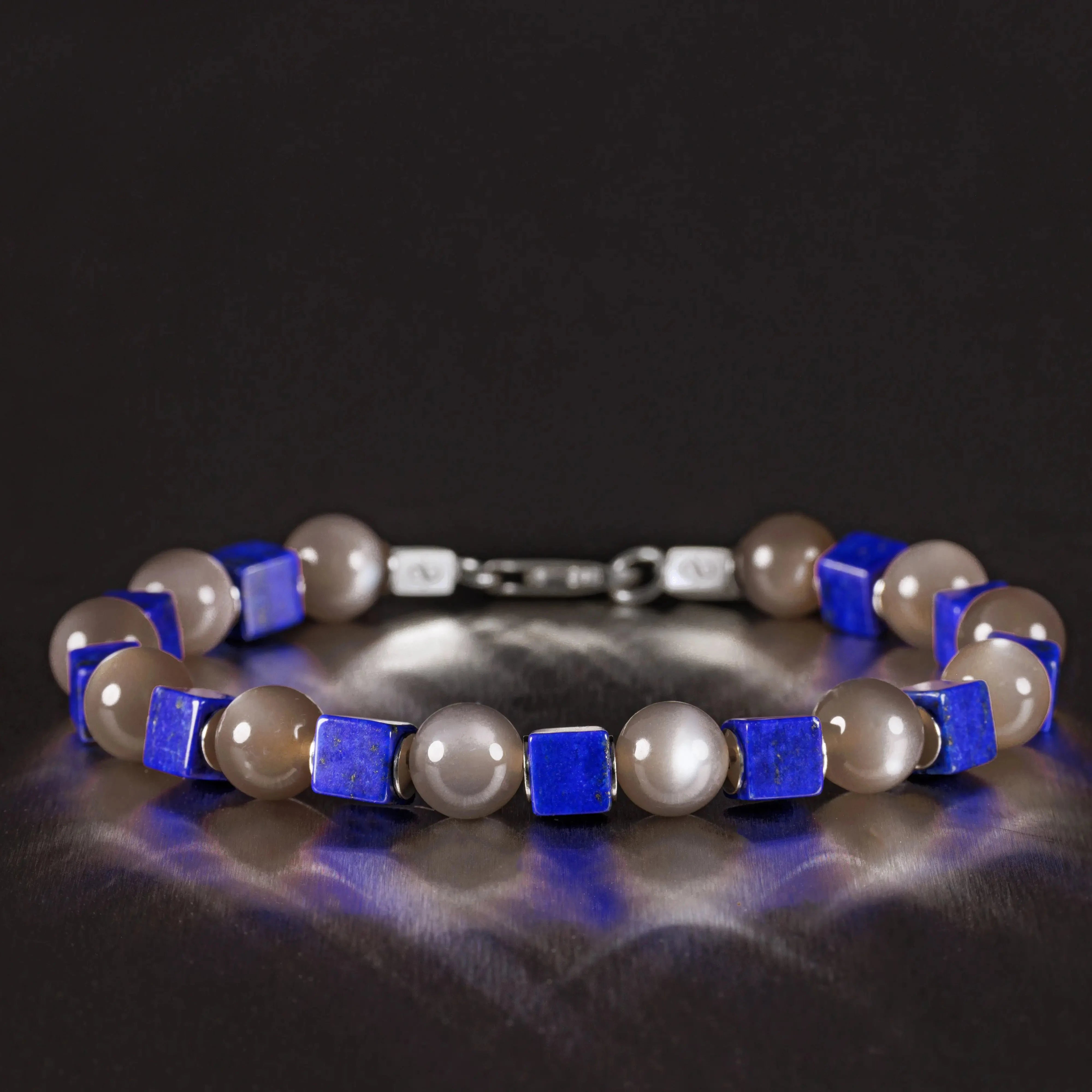 Taupe Moonstone - Lapis Lazuli Bracelet II (6-9mm)