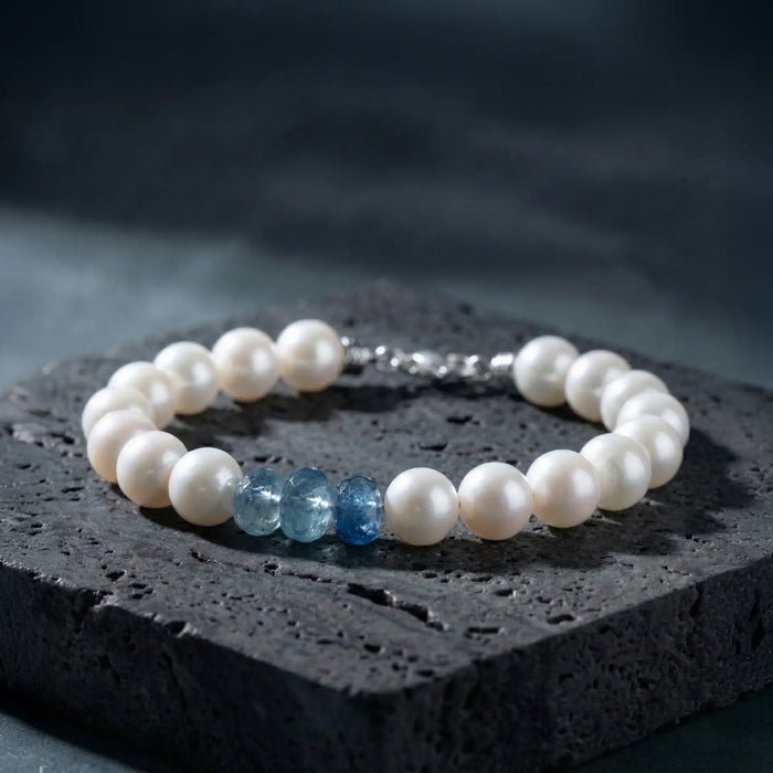 White Pearl - Aquamarine Bracelet I (9.5-10mm) - Secondary Specimen