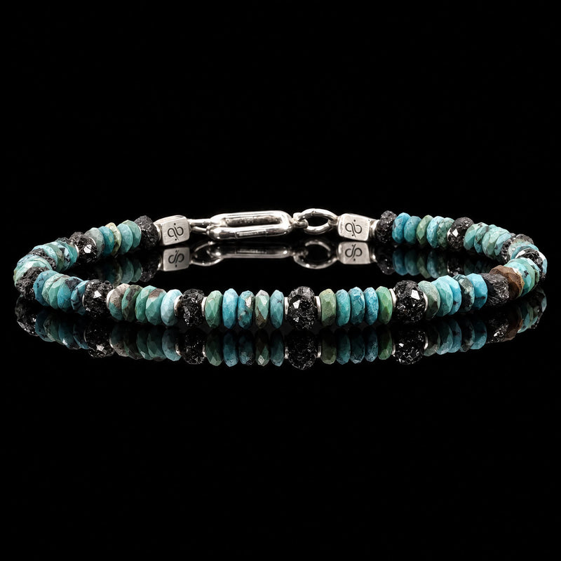 Raw Black Diamond - Turquoise Bracelet 10 carat (5mm)