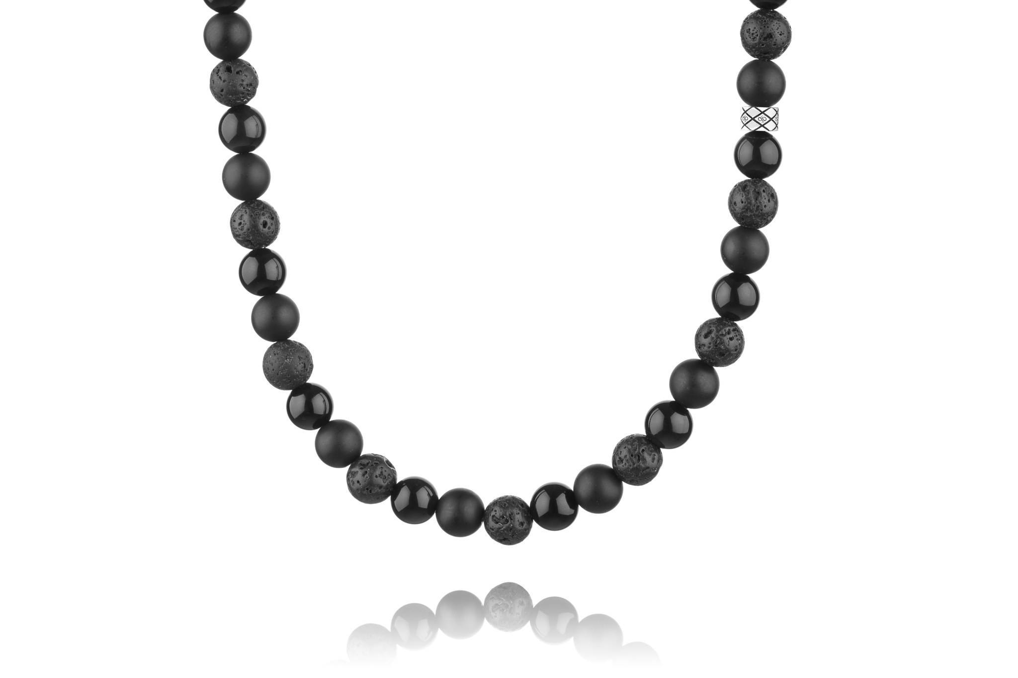 Prime Black Mixed, 8mm, Silver necklace (6611830997046)