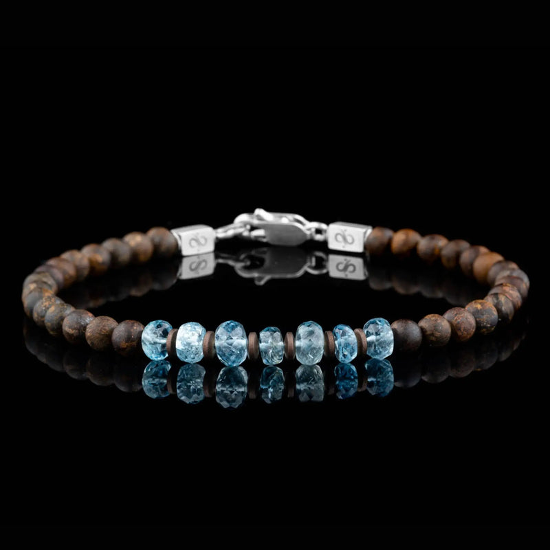 Aquamarine - Matte Bronzite Bracelet VI (3-6mm)