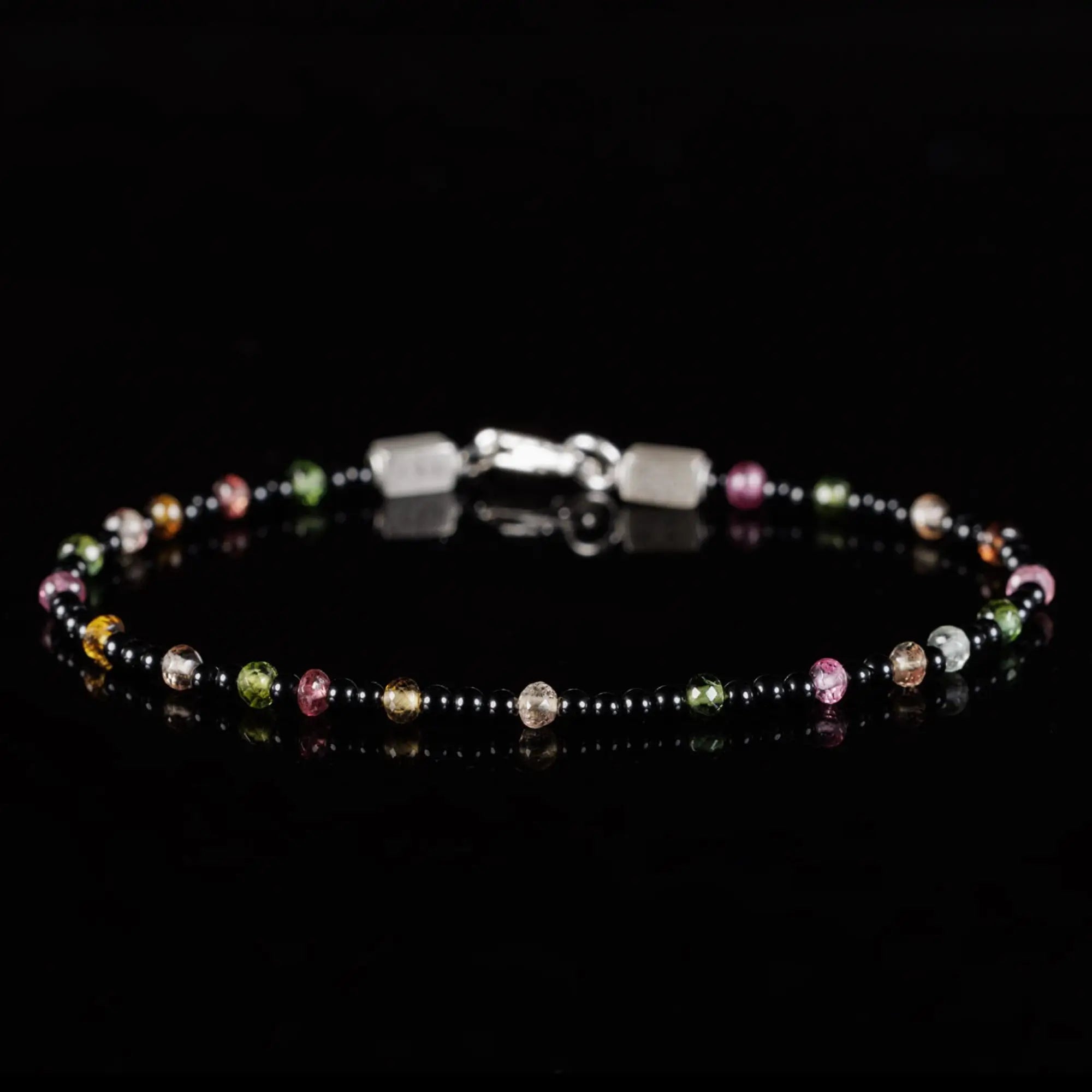 Black Onyx - Multicolor Tourmaline Bracelet IV (2-3.5mm)