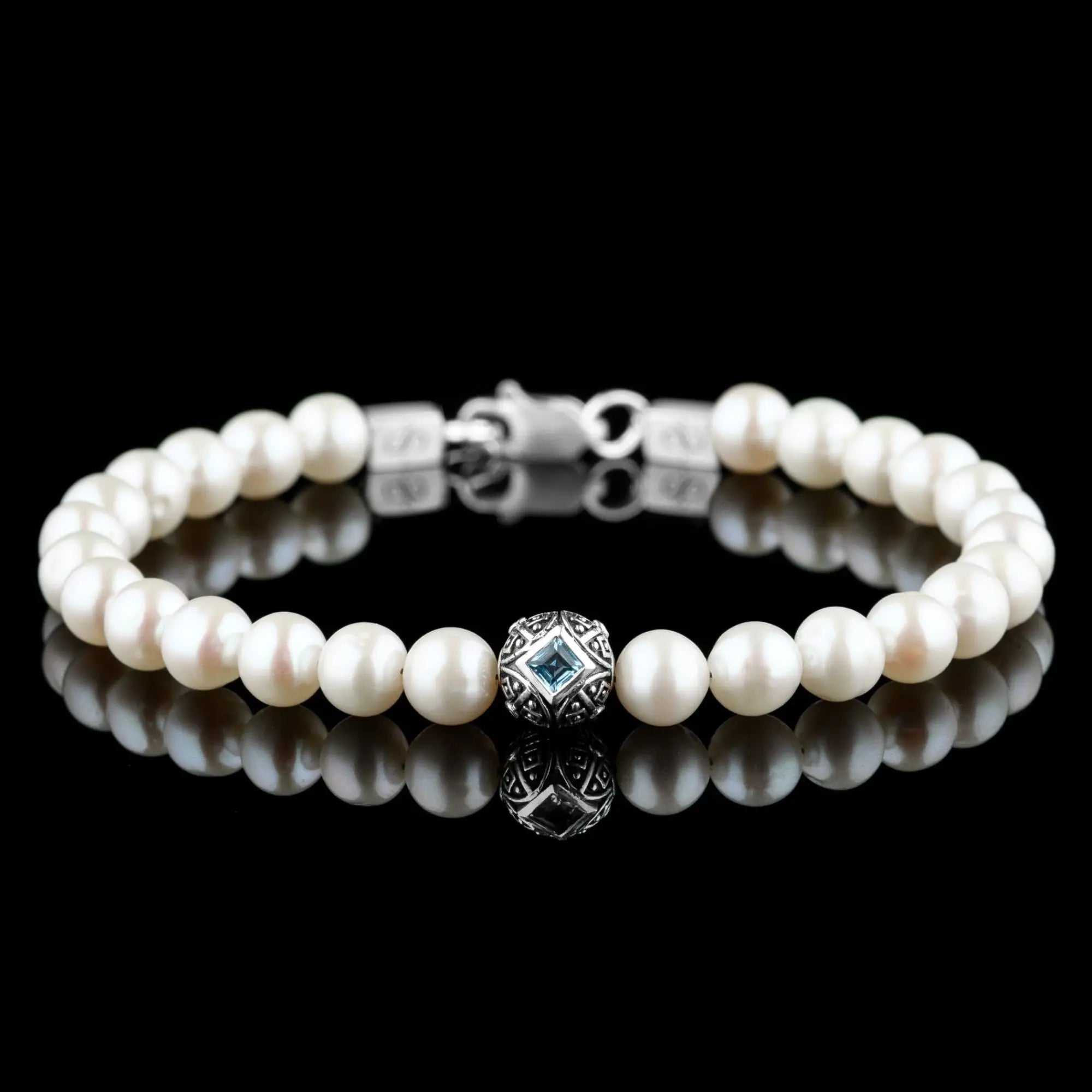 Paladin Swiss Blue Topaz - Pearl Bracelet I (8mm)