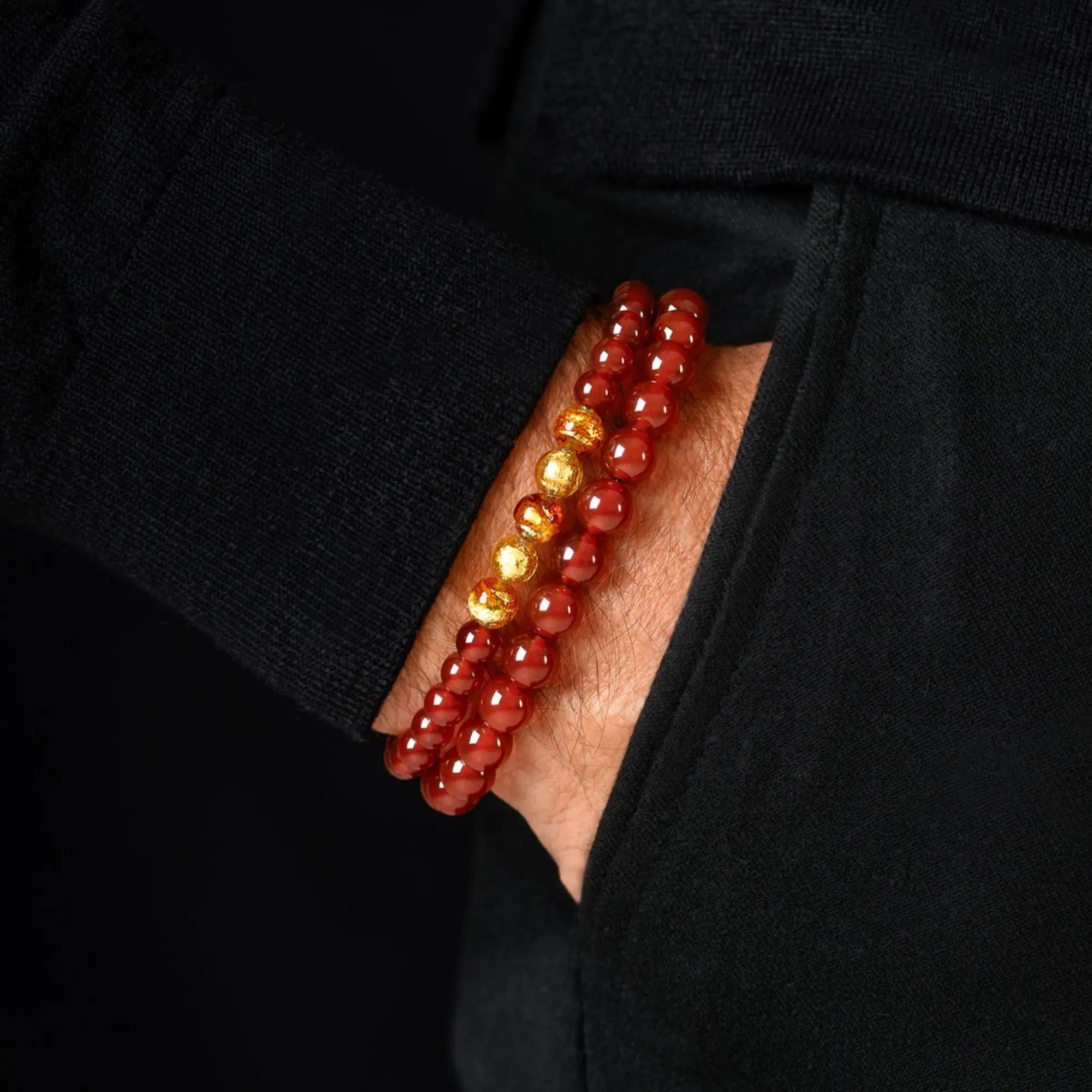 Carnelian - Murano Gold Topaz Bracelet XVII (6mm)