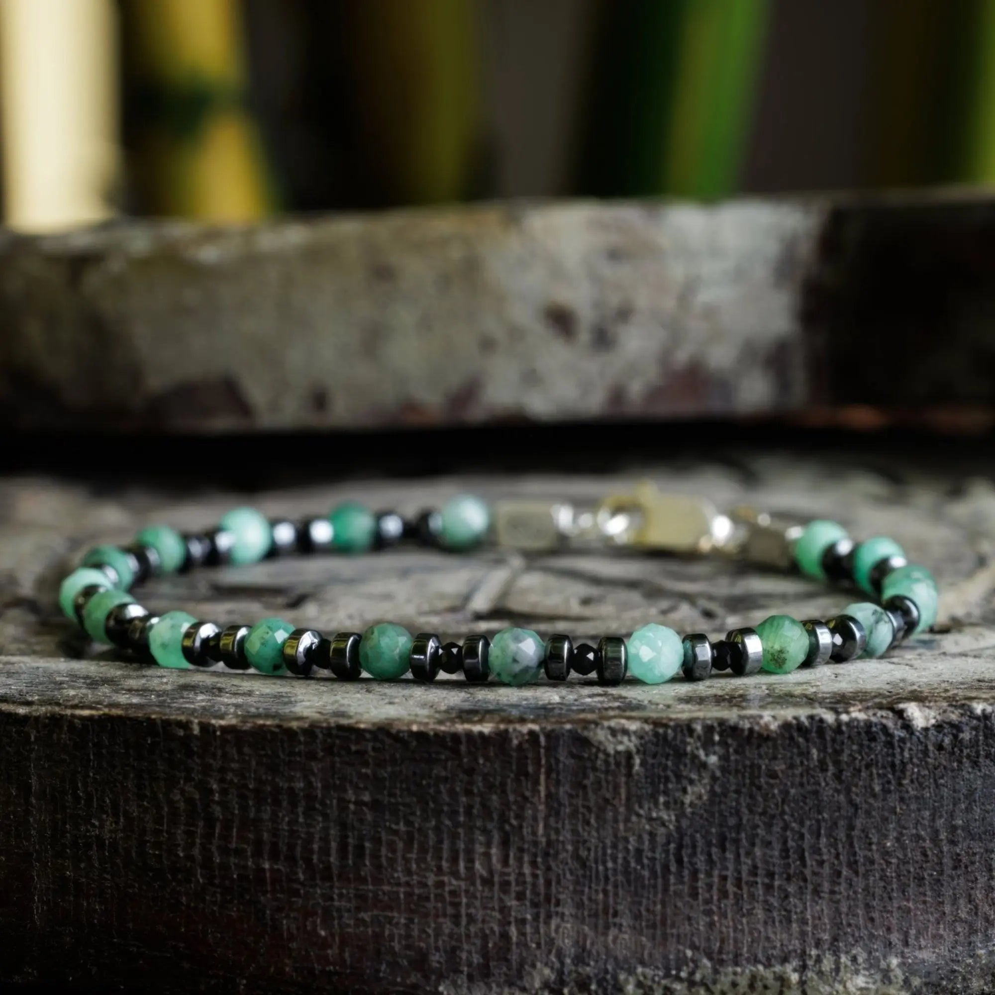 Emerald - Black Spinel Bracelet (4mm)