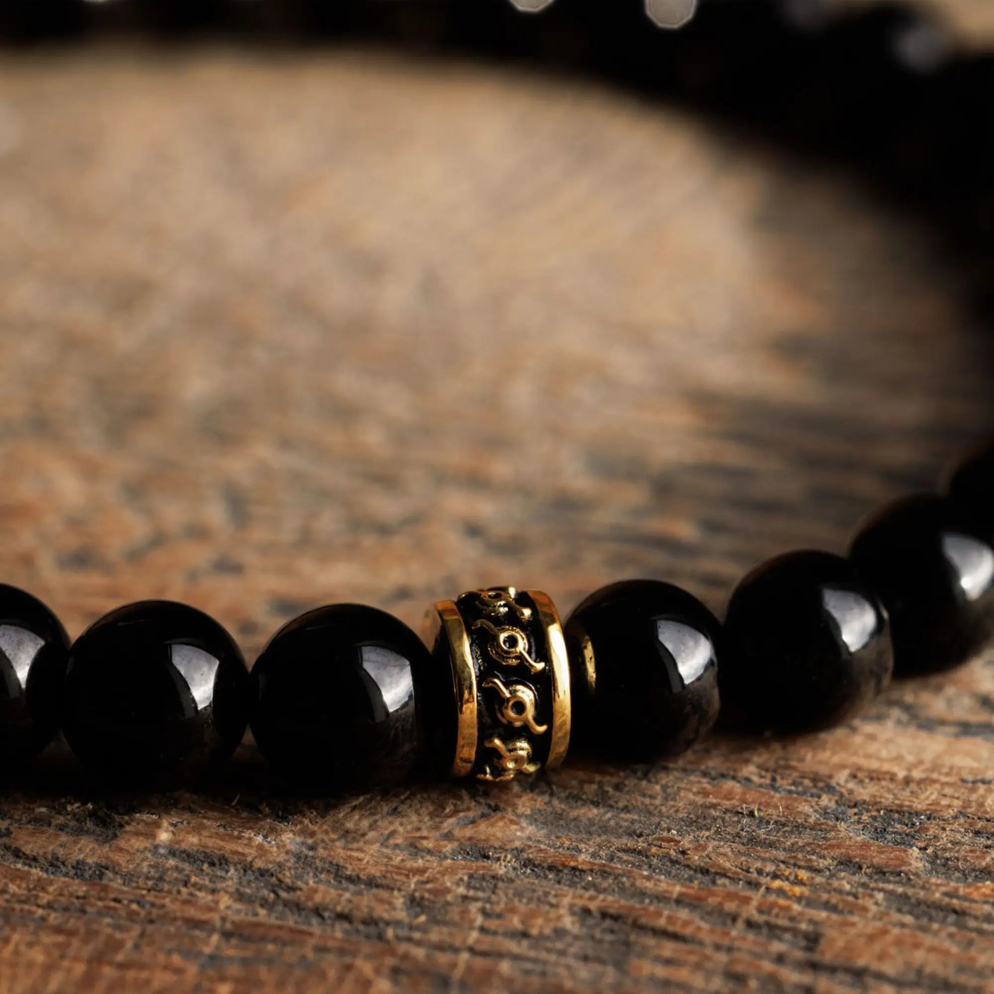 Black Tourmaline Gold Bracelet I (6mm)