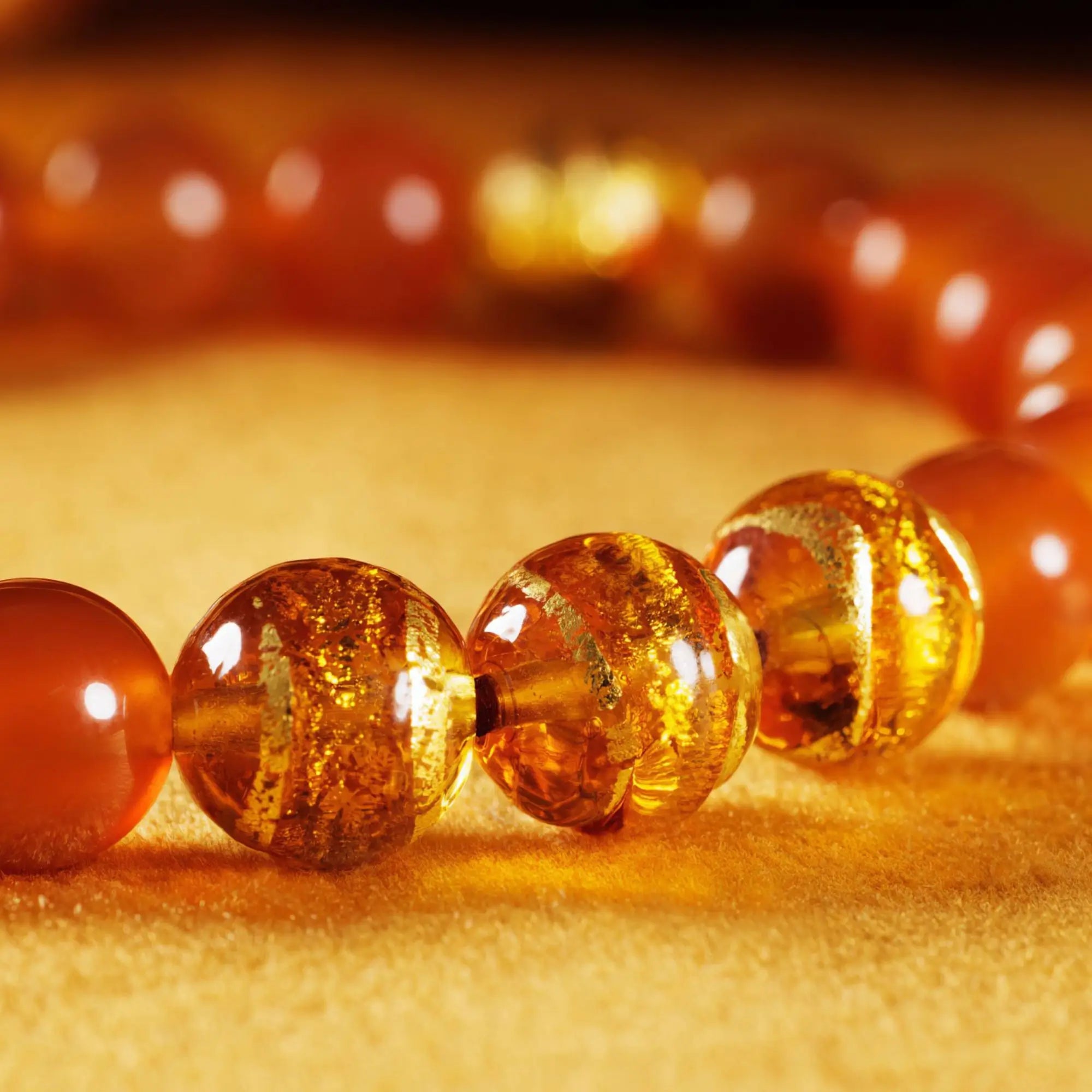 Golden Topaz Murano - Carnelian Bracelet XVIII (8mm)