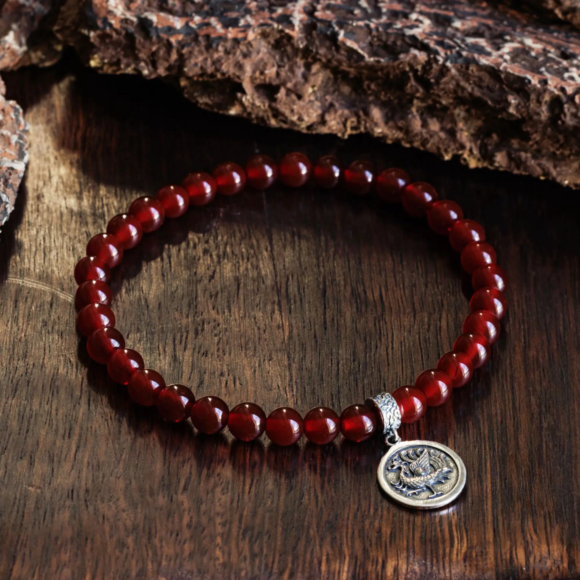 Carnelian - Vermillion Bird Bracelet (6mm)