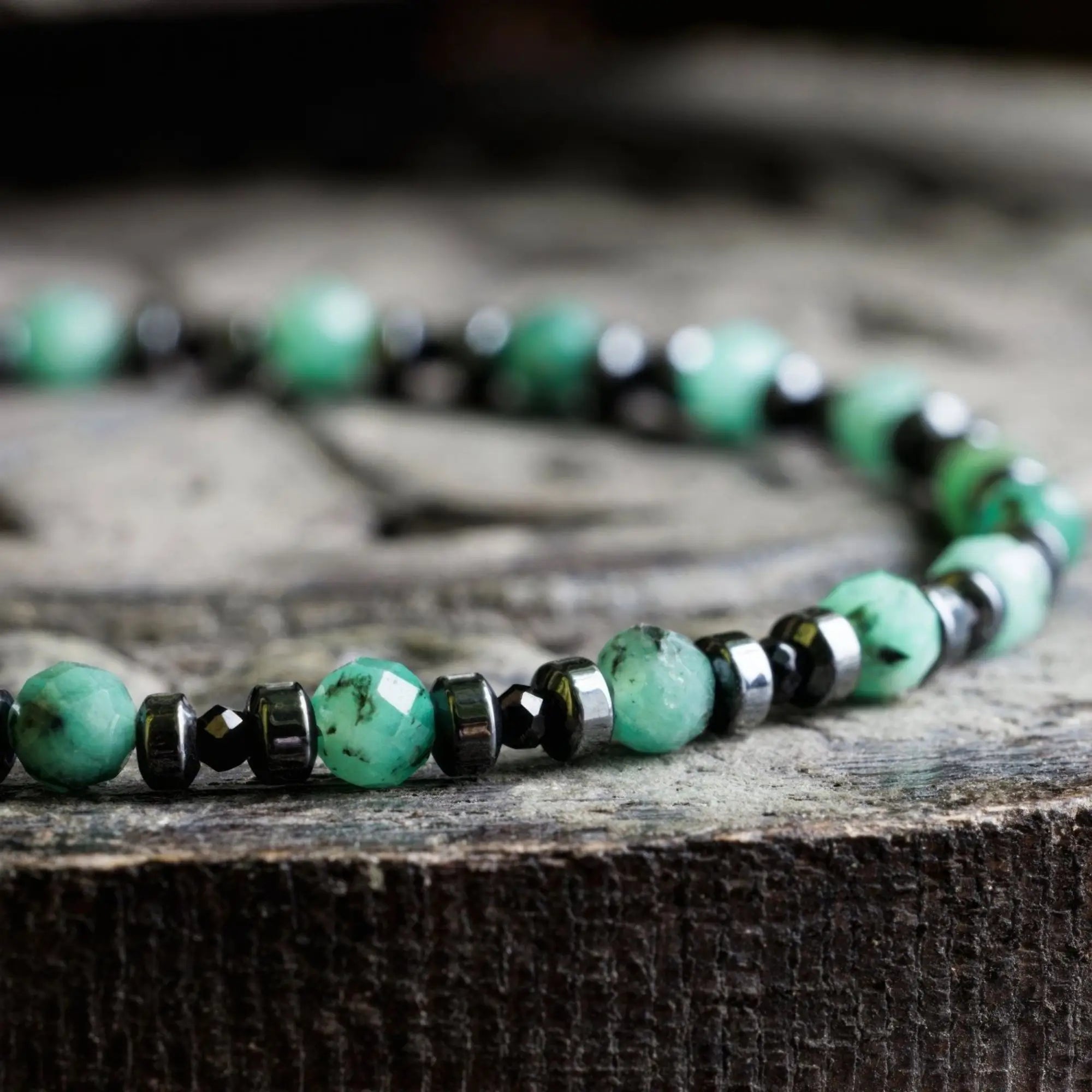 Emerald - Black Spinel Bracelet (4mm)