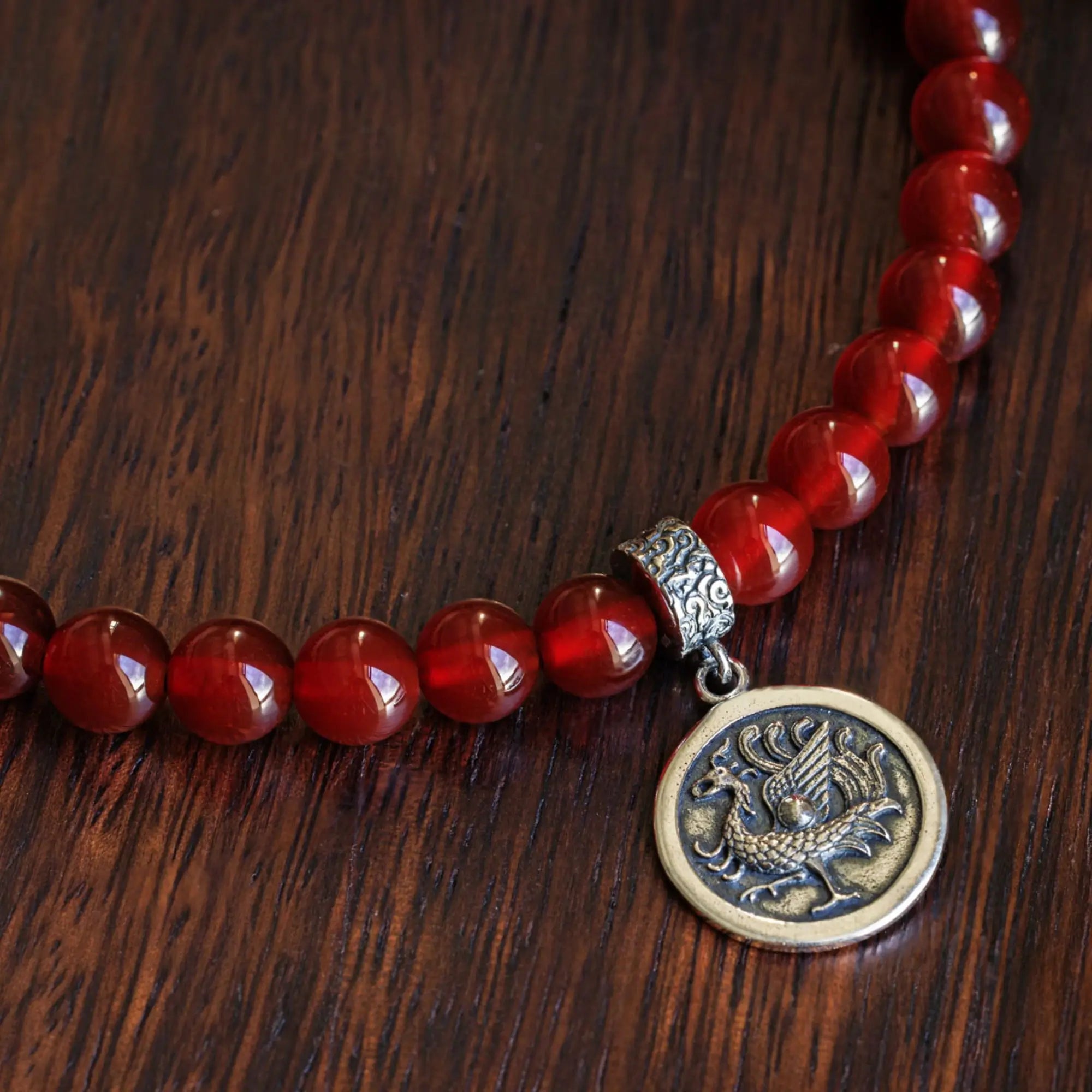 Carnelian - Vermillion Bird Bracelet (6mm)