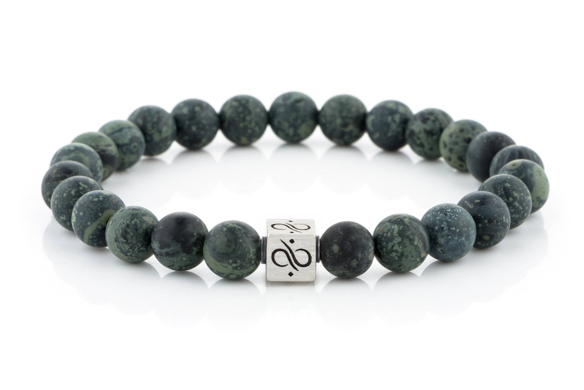 Classic Matte Kabamba Jasper, 8mm, Silver bracelet (6884722999350)