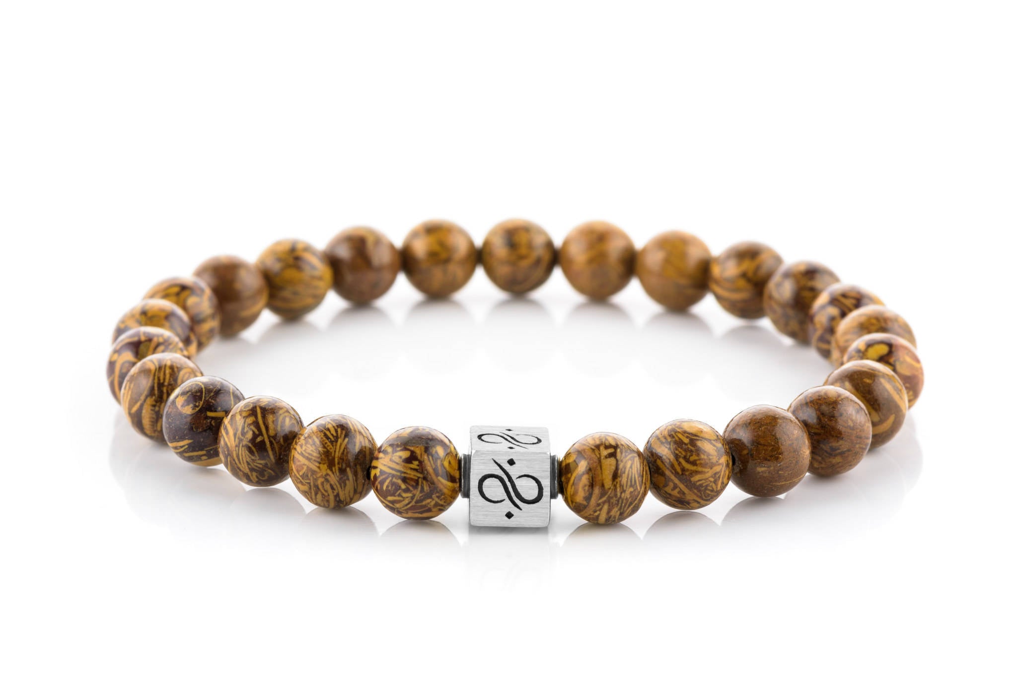 Classic Ochre Jasper, 8mm, Silver bracelet (6837637218358)